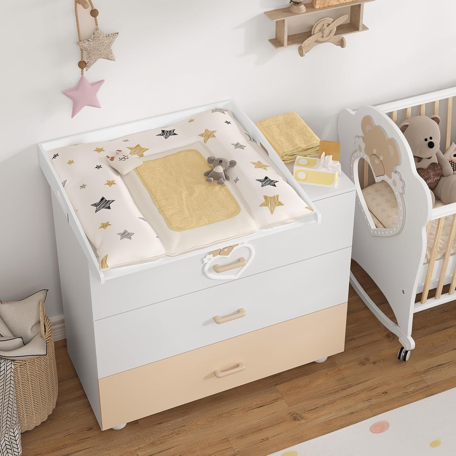 Woltu Wickelaufsatz, Wickeltischaufsatz für Kommode, universal, mit Seitenw günstig online kaufen