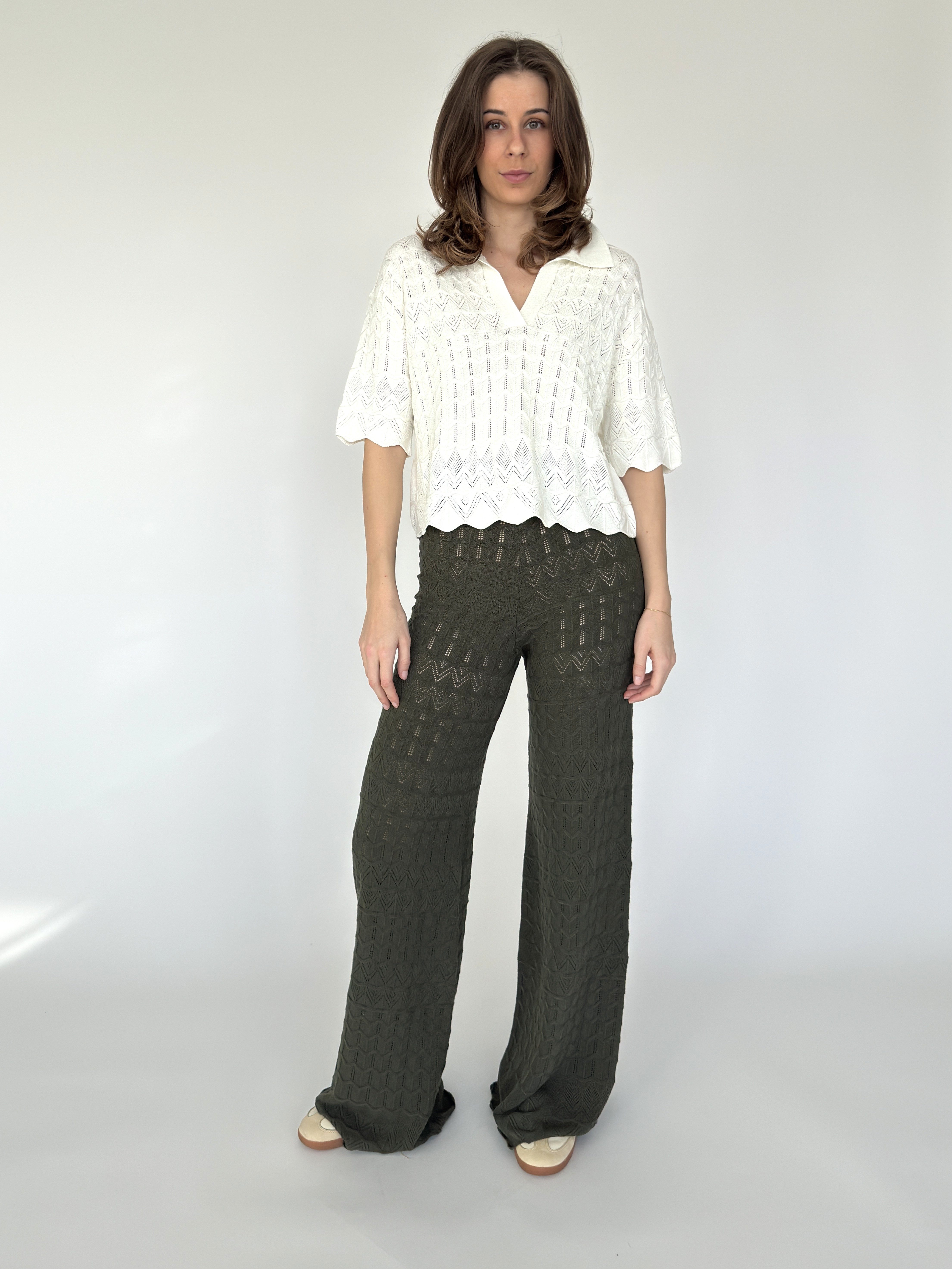 Zuckerwatte Strickhose Ajourstrick mit weitem Bein günstig online kaufen