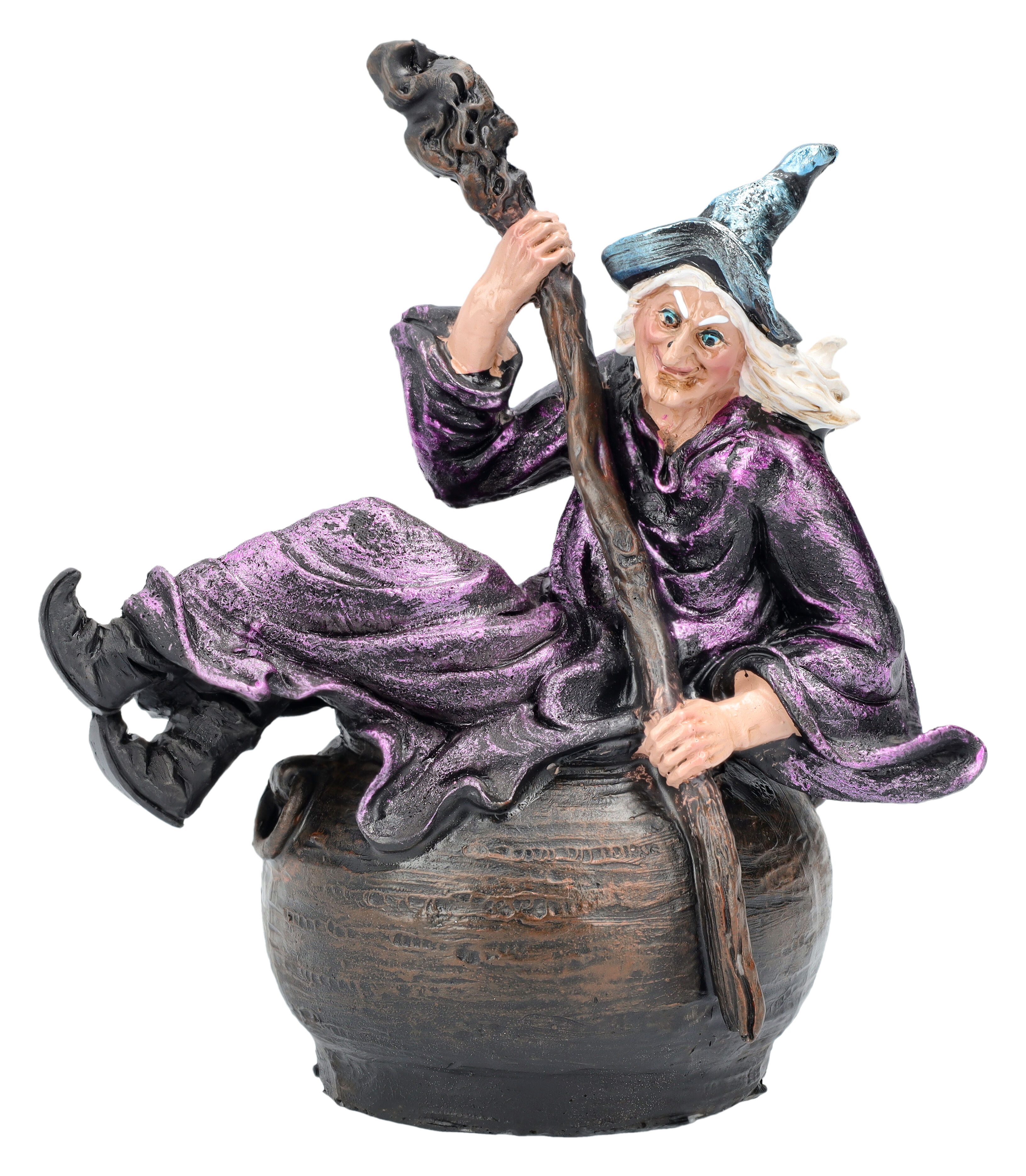 Figuren Shop GmbH Fantasy-Figur Hexen Dekofigur – Witzige Hexe im Kessel Fantasy Sammlerfigur 14,5 cm