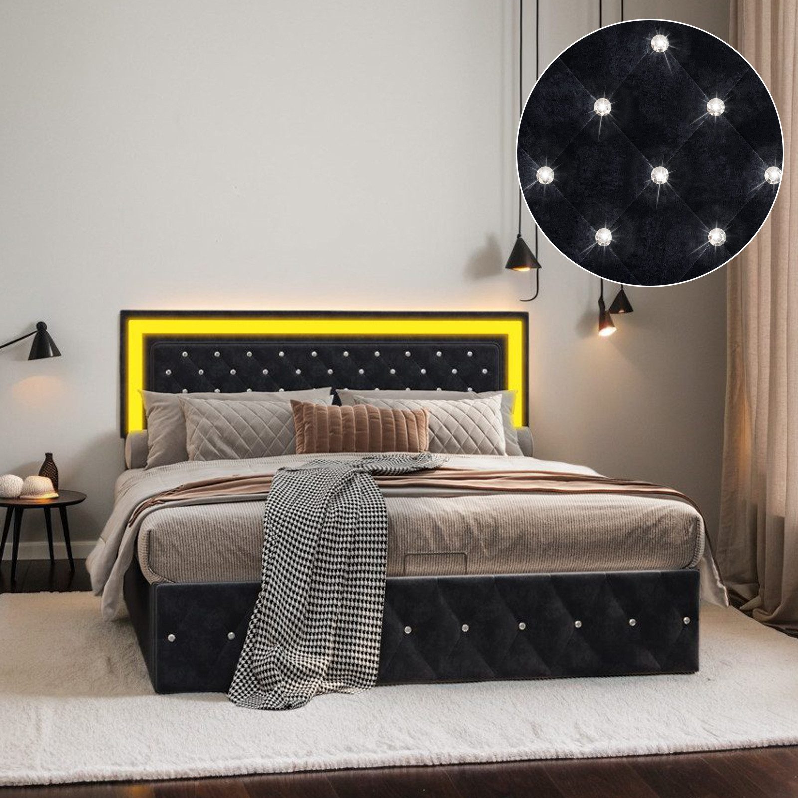 PXloue Polsterbett Bett 140x200 mit Lattenrost günstig online kaufen