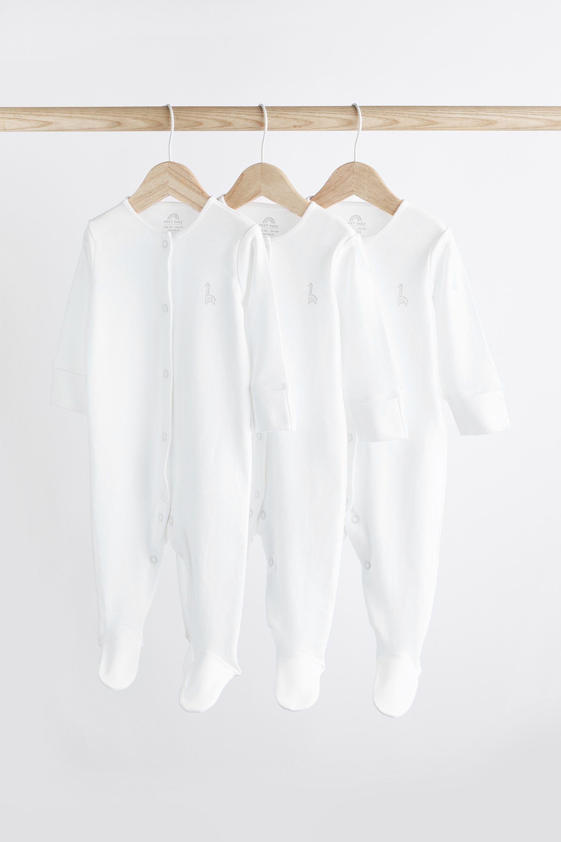 Next Schlafoverall Babyschlafanzüge aus Baumwolle im 3er-Pack (3-tlg)