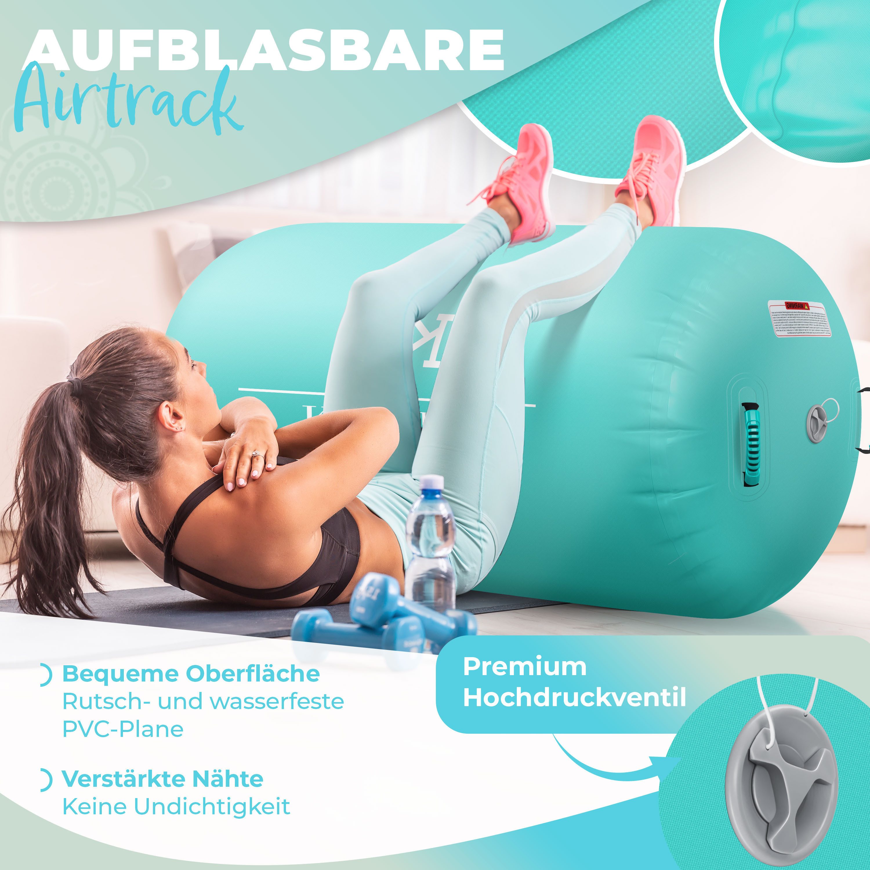KESSER Gymnastikmatte, Aufblasbare Air Roll Airtrack, Gymnastik-Rolle inkl. Tragetasche