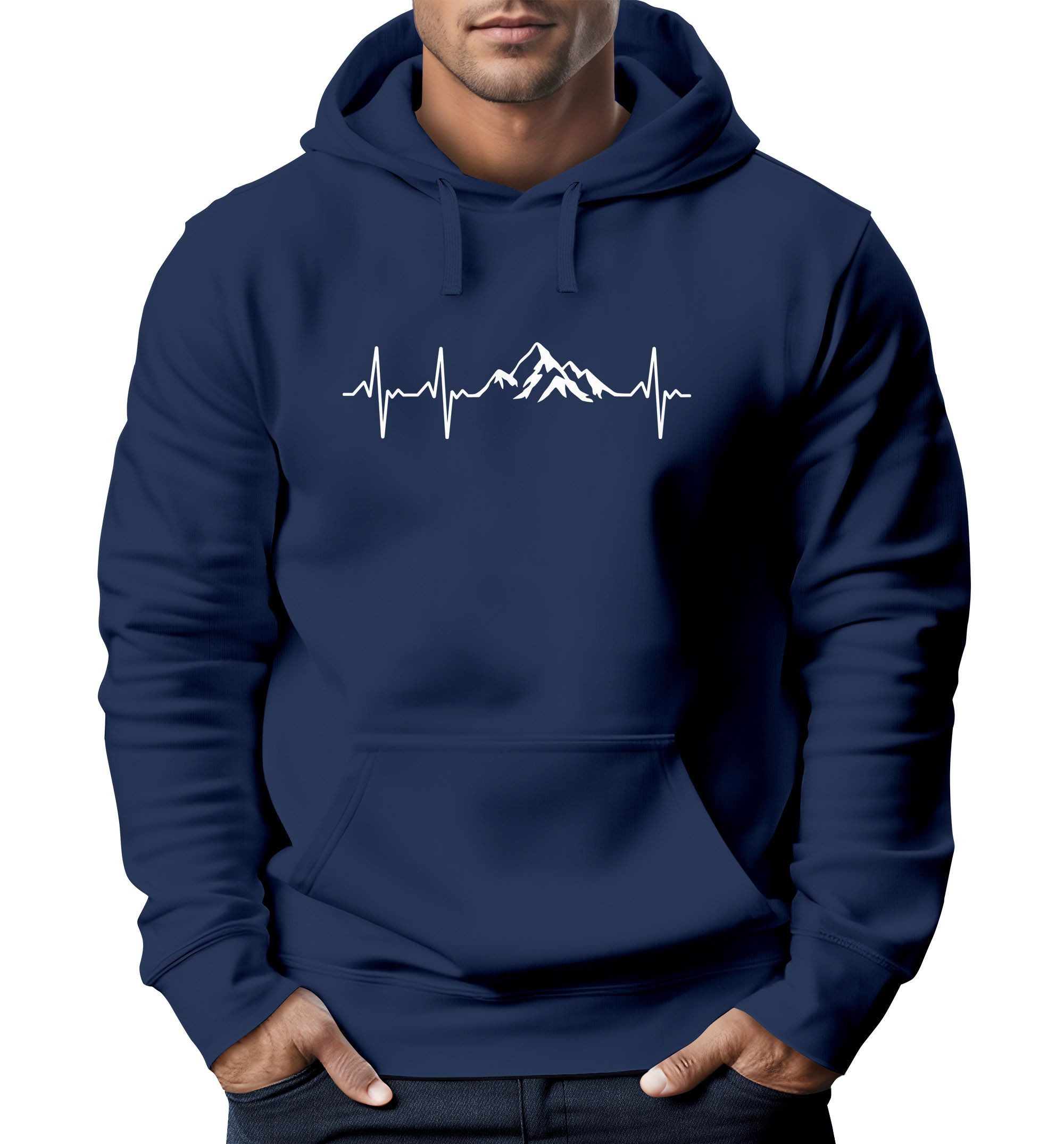 Neverless Hoodie Hoodie Herren Print Wandern Berge Herzschlag Outdoor Aufdr günstig online kaufen