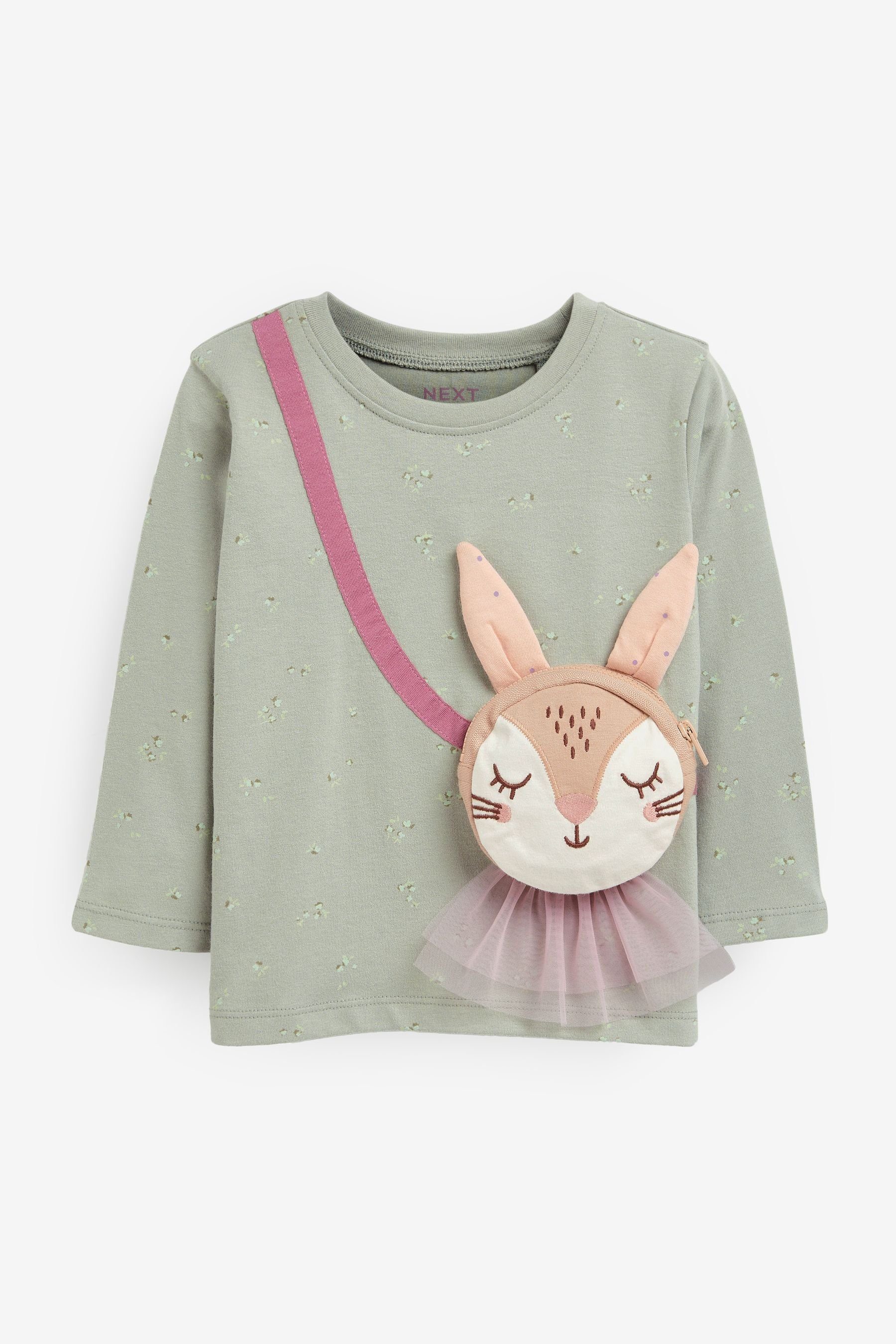 Langärmeliges Next Green T-Shirt Taschen Langarmshirt Bunny (1-tlg)