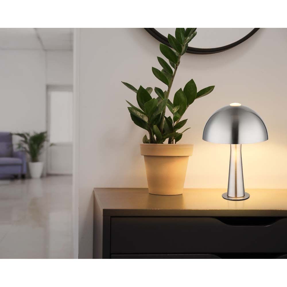 NOWA Tischleuchte, Leuchtmittel nicht inklusive, Tischleuchte Beistelllampe Metall Nickel matt Wippschalter H 28,5 cm