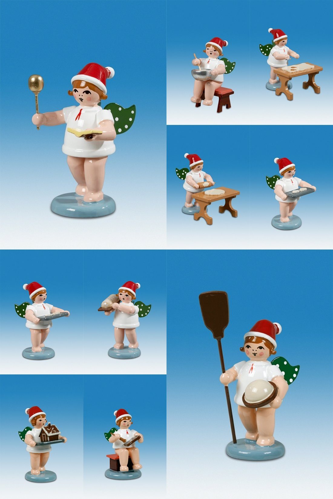 Engelfigur Holzfigur Engelfiguren Weihnachtsbäckerei 10-teilig und Mütze Höhe