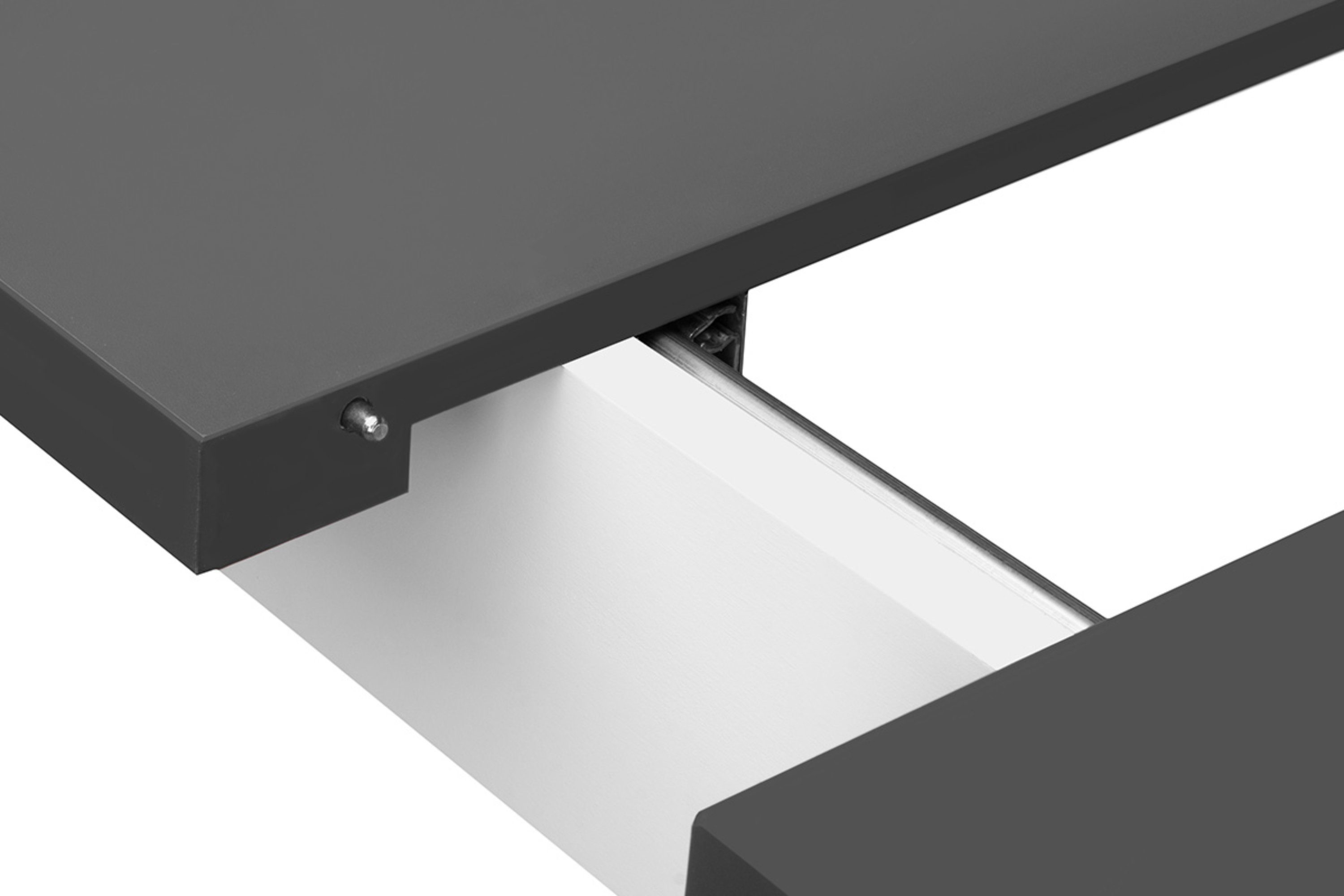 grau ausziehbar weiß Küchentisch Esszimmertisch weiß SALUTO | grau 80x80cm, bis quadratisch / Konsimo 110cm, | Esstisch