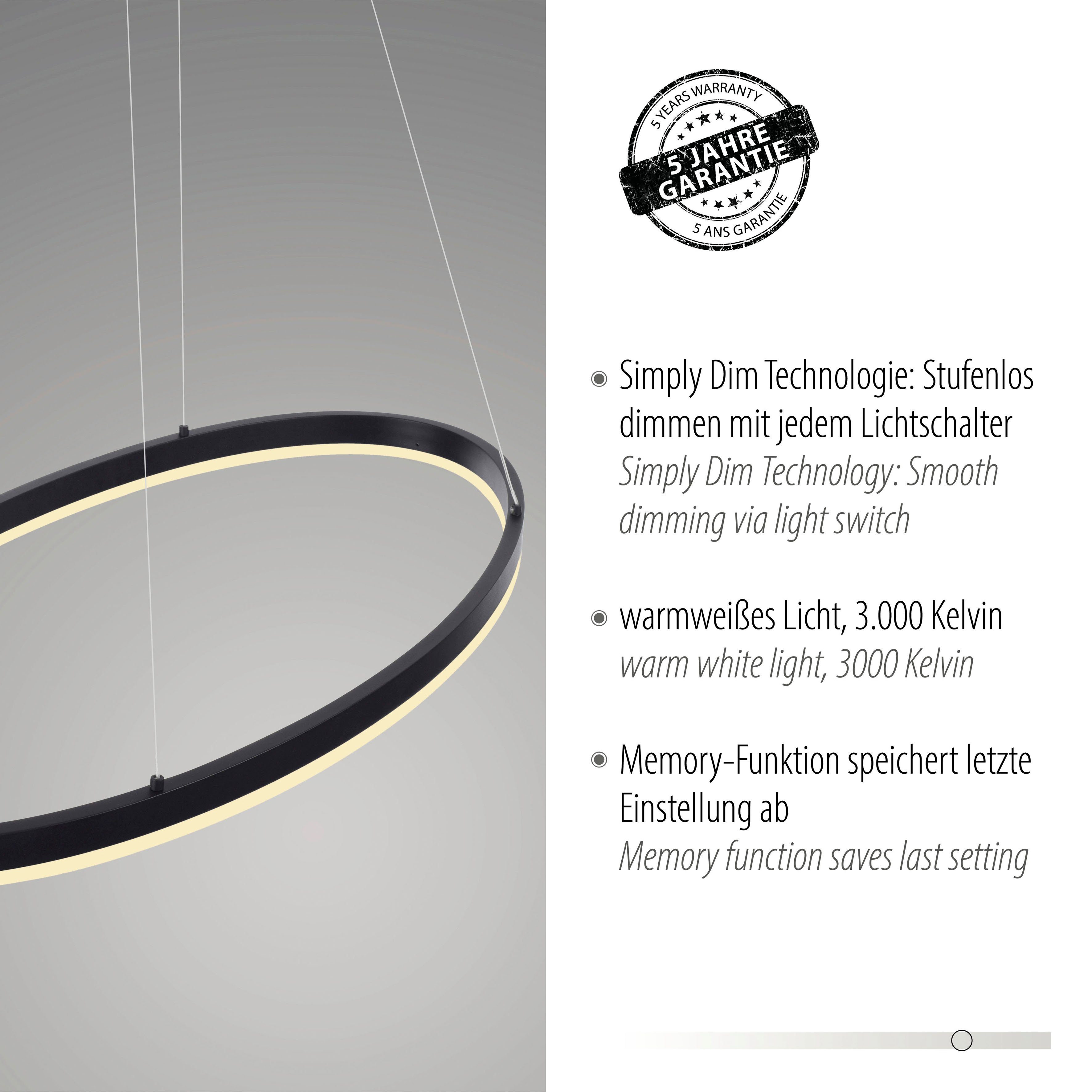 Paul Neuhaus Pendelleuchte TITUS, Memory, nach Trennung vom Netz, LED fest integriert, Warmweiß, LED, dimmbar, Simply Dim, Memory, nach Trennung vom Netz