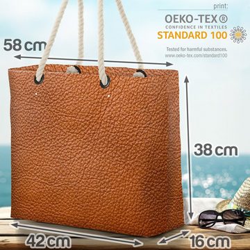 VOID Strandtasche (1-tlg), Lederdruck Beach Bag Leder Tierhaut Kunstleder Optik Braun Tier Natur