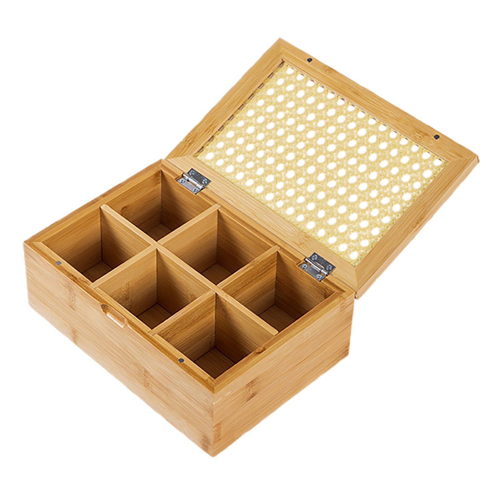 GARRYFIZH Teebox Tee Organizer aus Holz mit 6 Fächern für Teebeutel, Holz, Teebeutel übersichtlich aufbewahren – stilvoll für Küche & Teestation
