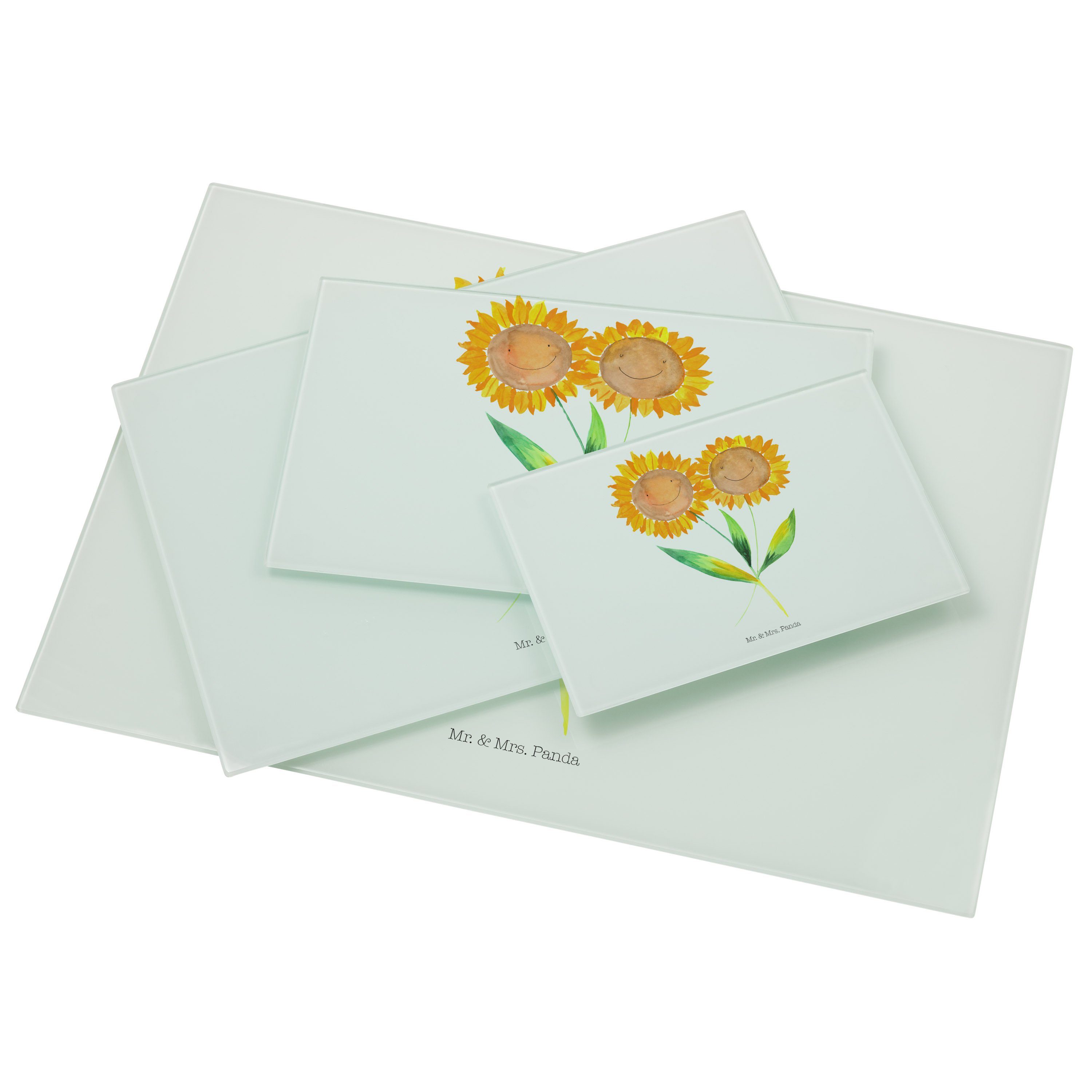 Garten, Mr. - Geschenk, Mrs. Sonnenblume Premium Blumen, Servierbrett Glas, Glass, (1-St) - & Weiß Panda Lieblingsmensch,