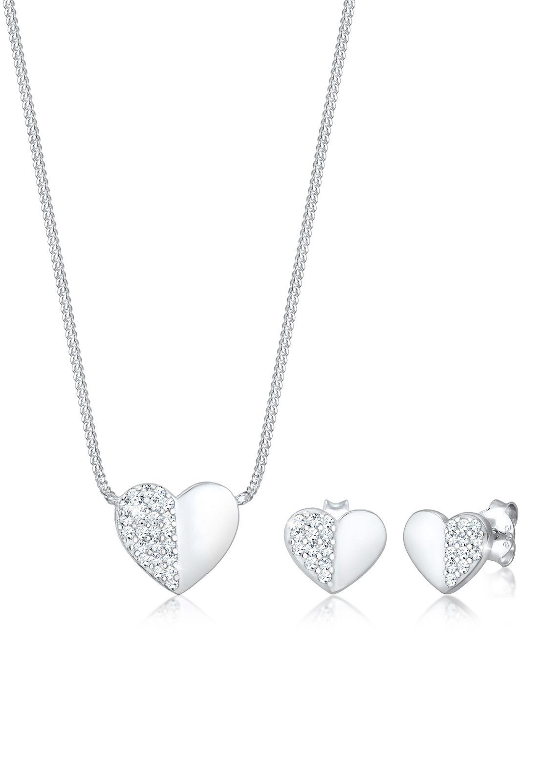 Elli Schmuckset »Herz Liebe Swarovski® Kristalle 925 Silber Playful« online kaufen OTTO