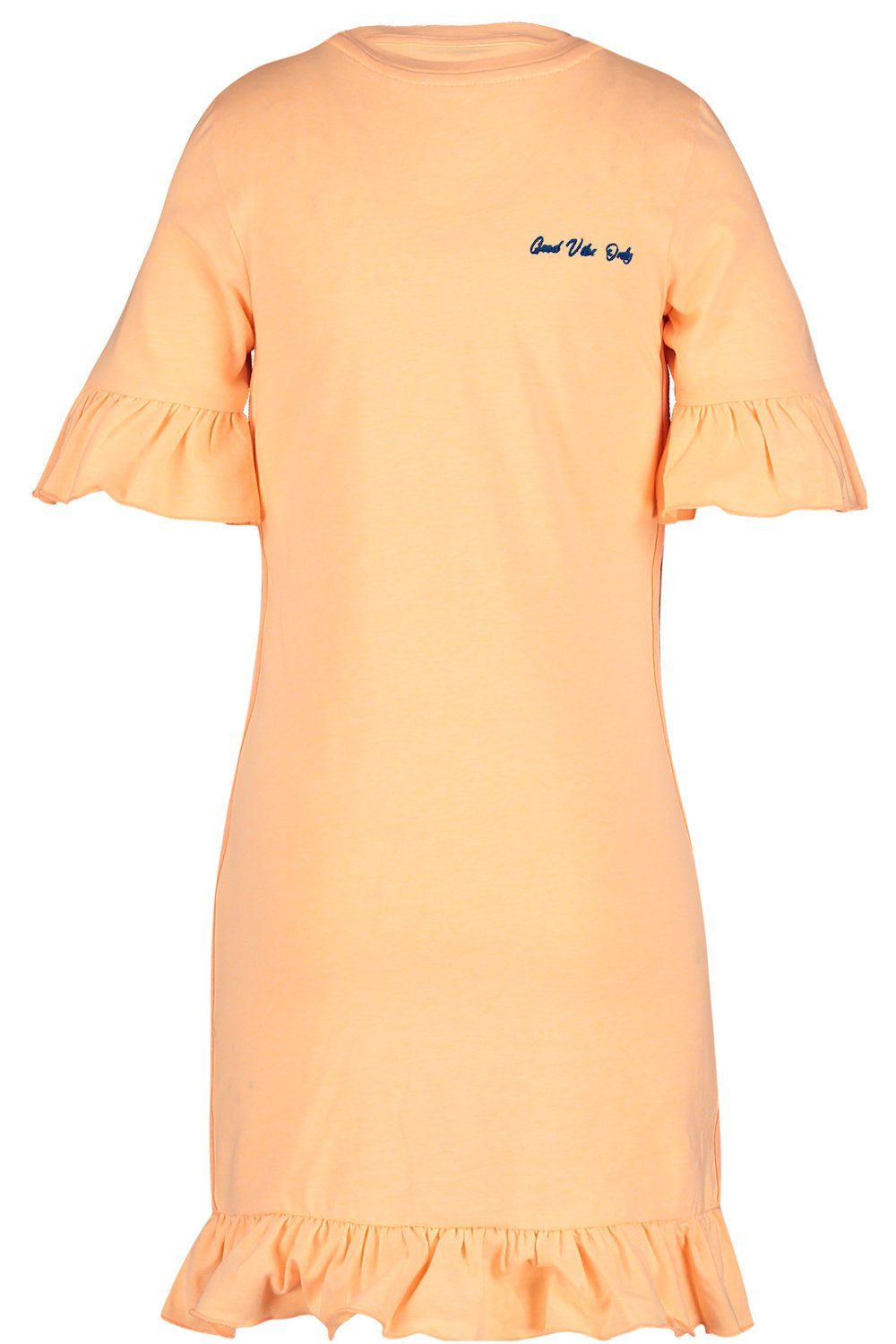 4PRESIDENT A-Linien-Kleid 4PRESIDENT Kleid Sommerkleid Flatterärmel neon light orange (kein Set, 1-tlg) Markenlabel