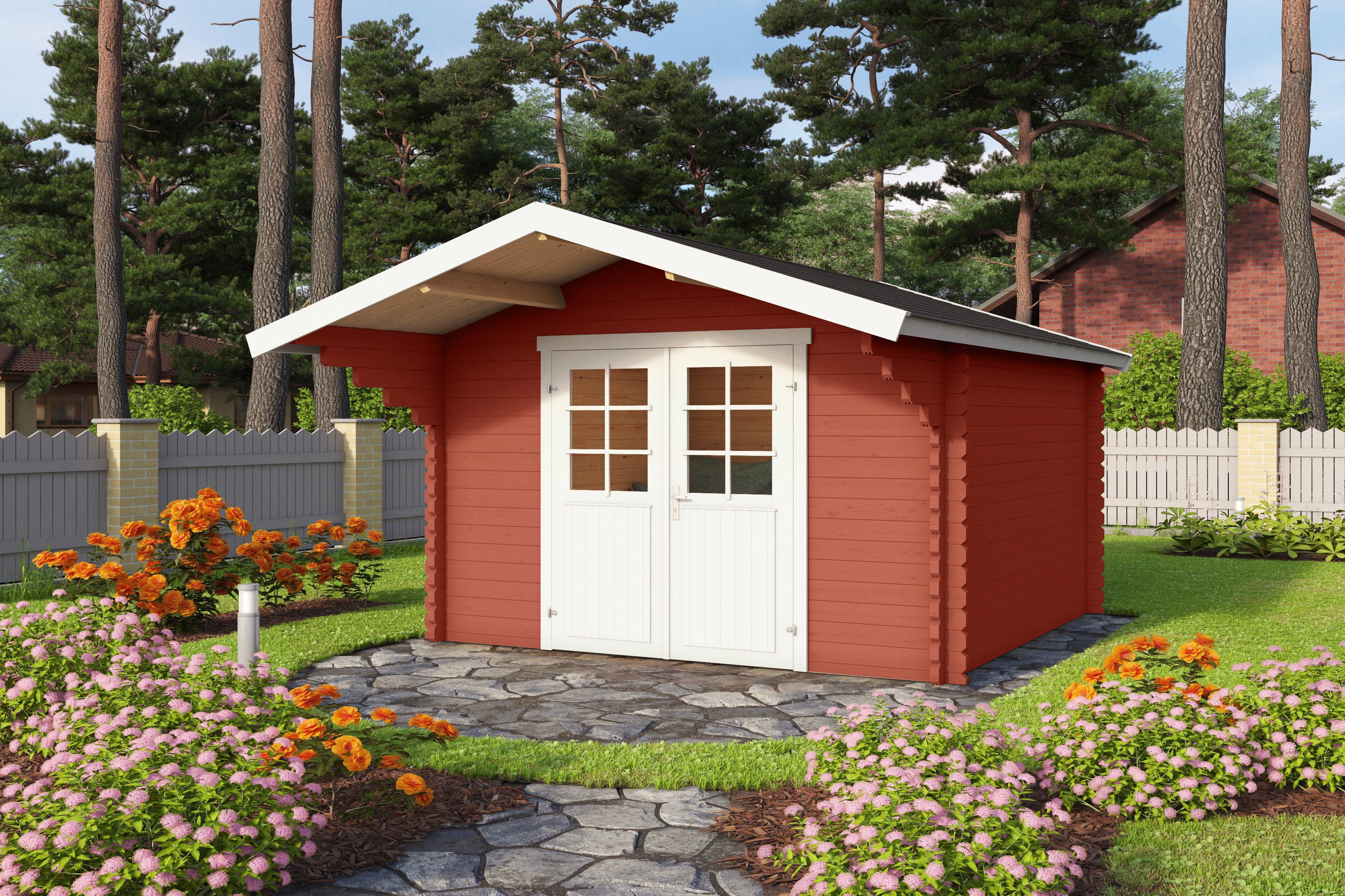 LASITA MAJA Gartenhaus Viljandi 34, BxT: 320x445 cm, Blockbohlenhaus 34mm