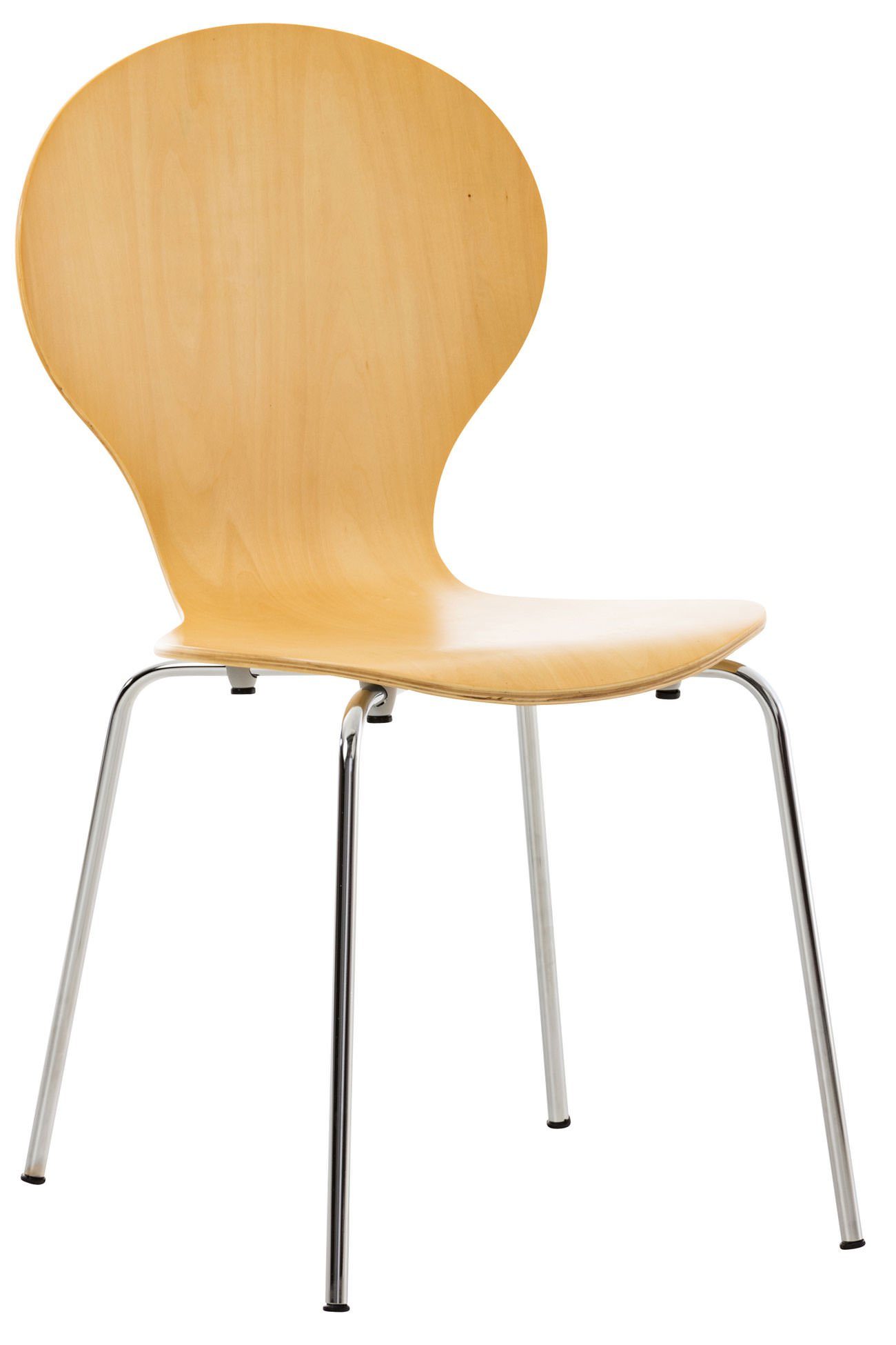 TPFLiving Besucherstuhl Daggy mit ergonomisch geformter Sitzfläche - Konferenzstuhl (Besprechungsstuhl - Warteraumstuhl - Messestuhl), Gestell: Metall chrom - Sitzfläche: Holz Natura