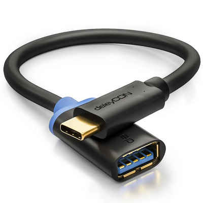 deleyCON deleyCON 0,2m USB C OTG Adapter Kabel USB 3.0 USB-C zu USB-A Buchse Smartphone-Adapter