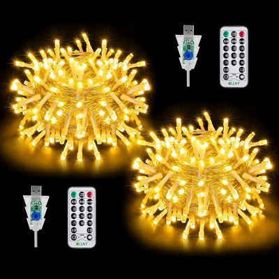 Diyarts LED-Lichterkette, 100-flammig, Bunt & Warmweiß 10m Wetterfest, 4-in-1, ganzjährige Vielseitigkeit