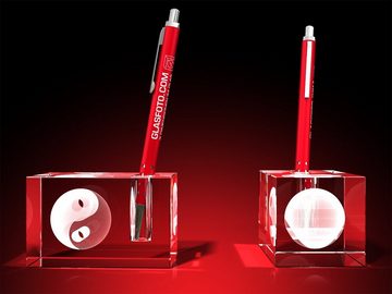 GLASFOTO.COM Dekofigur Yin-Yang 3D-Kugel - Stifthalter
