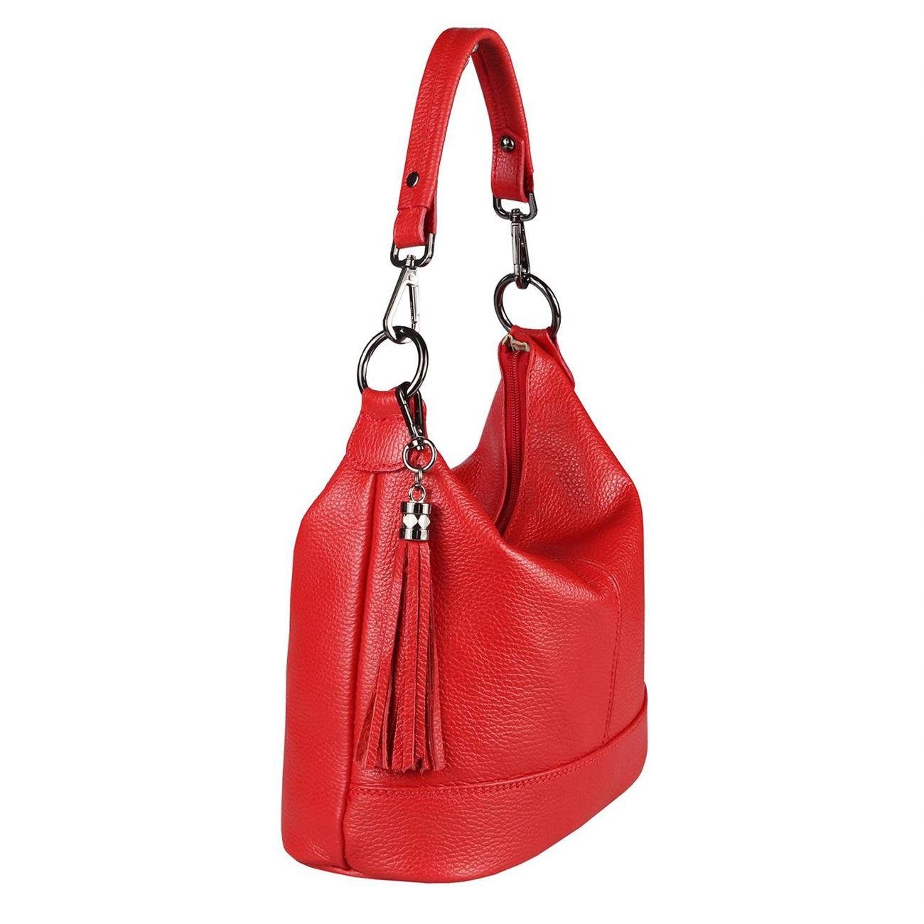 Shopper, ITALYSHOP24 Made als Italy tragbar CrossOver, Damen Umhängetasche Leder Rot in Handtasche, Tasche Schultertasche