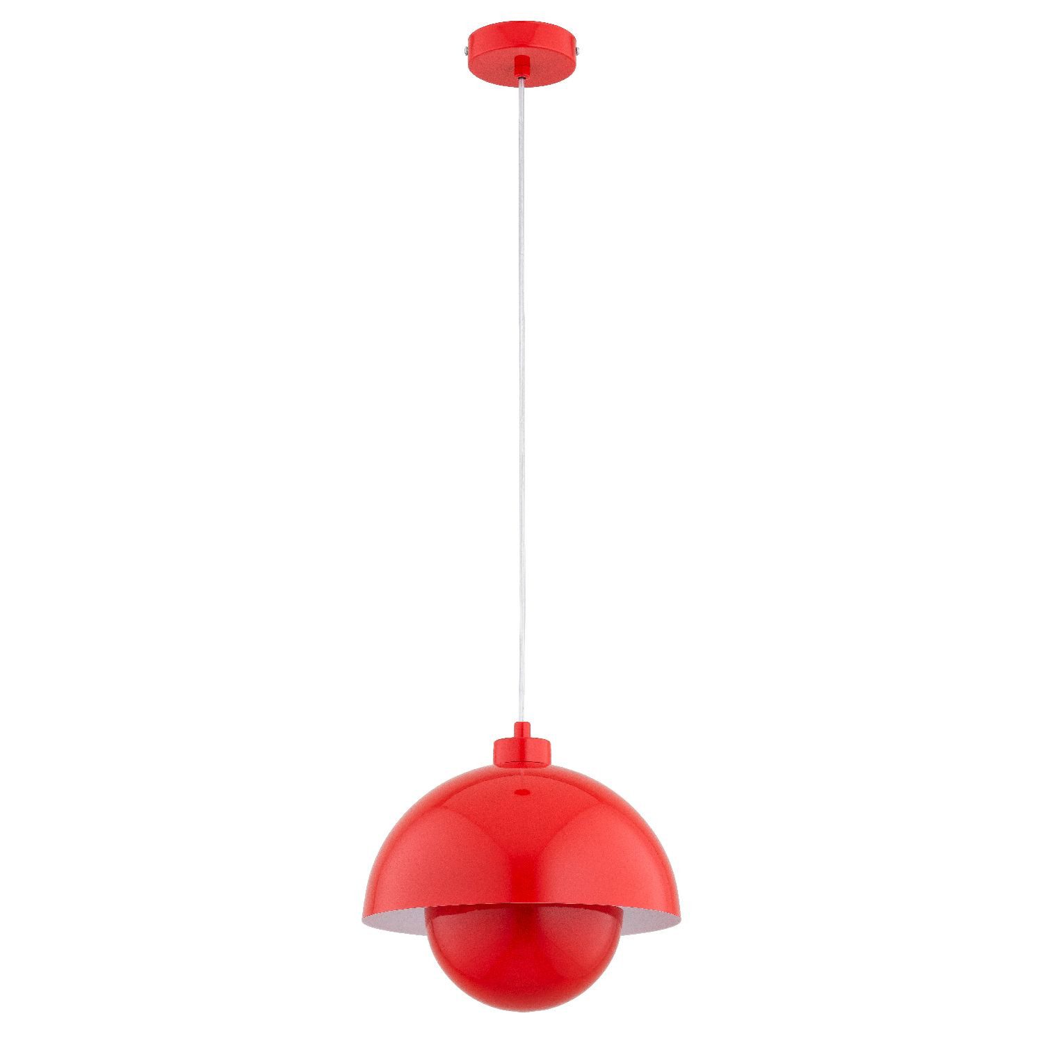 Licht-Erlebnisse Pendelleuchte FIALTA, ohne Leuchtmittel, Retro Design rund B: 27 cm H: max. 85 cm Rot E27 Glas Metall