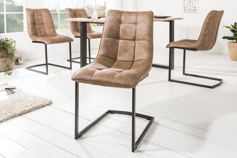 riess-ambiente Freischwinger MIAMI taupe antik / schwarz (1 St), Esszimmer · Microfaser · Metall · Industrial