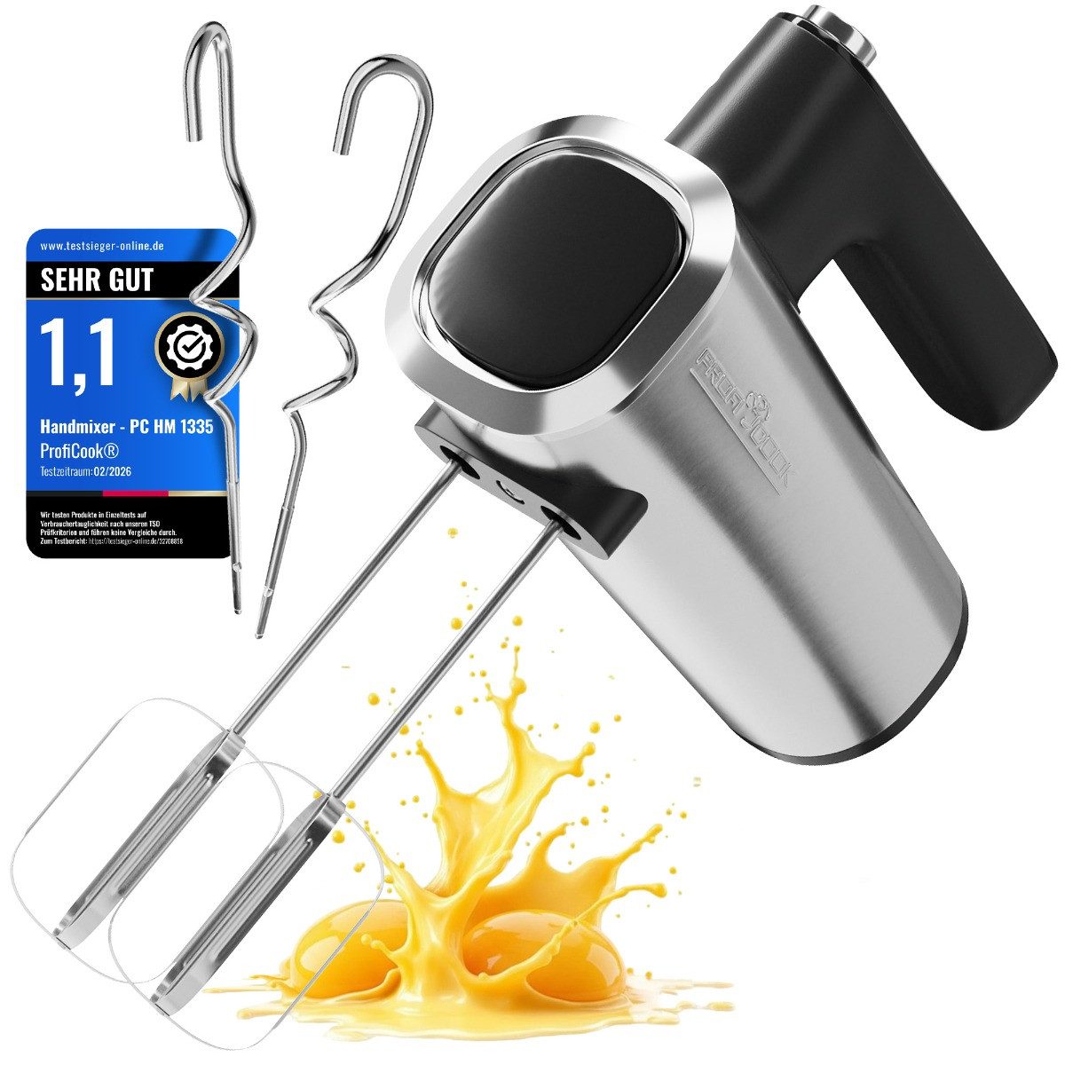 ProfiCook Handmixer PC-HM 1335, 5 Stufen, sanfter Start, 400W, Turbo-Funktion