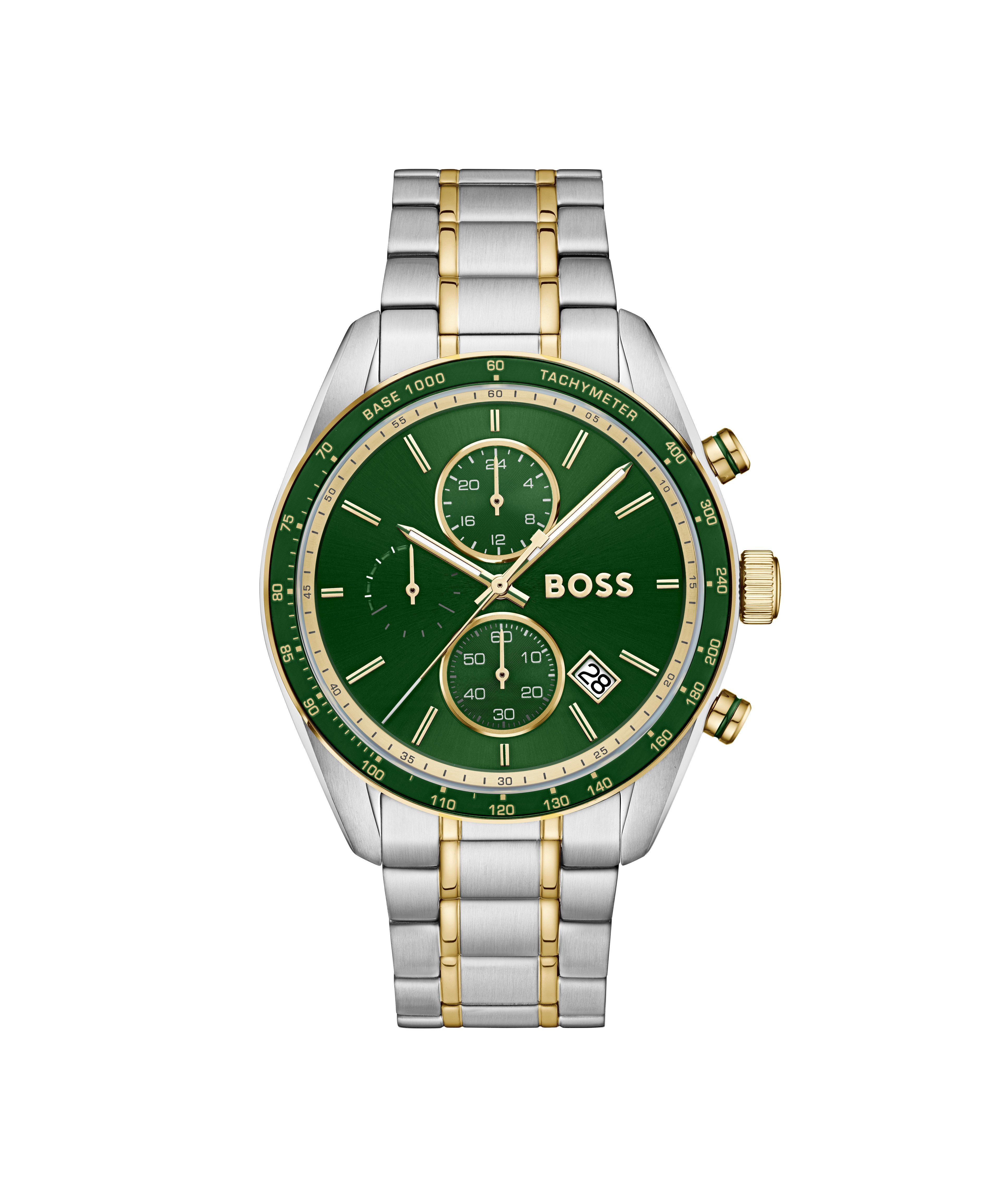 BOSS Chronograph GRAND PRIX 1514345, Quarzuhr, Armbanduhr, Herrenuhr, Edelstahlarmband, analog, Tag