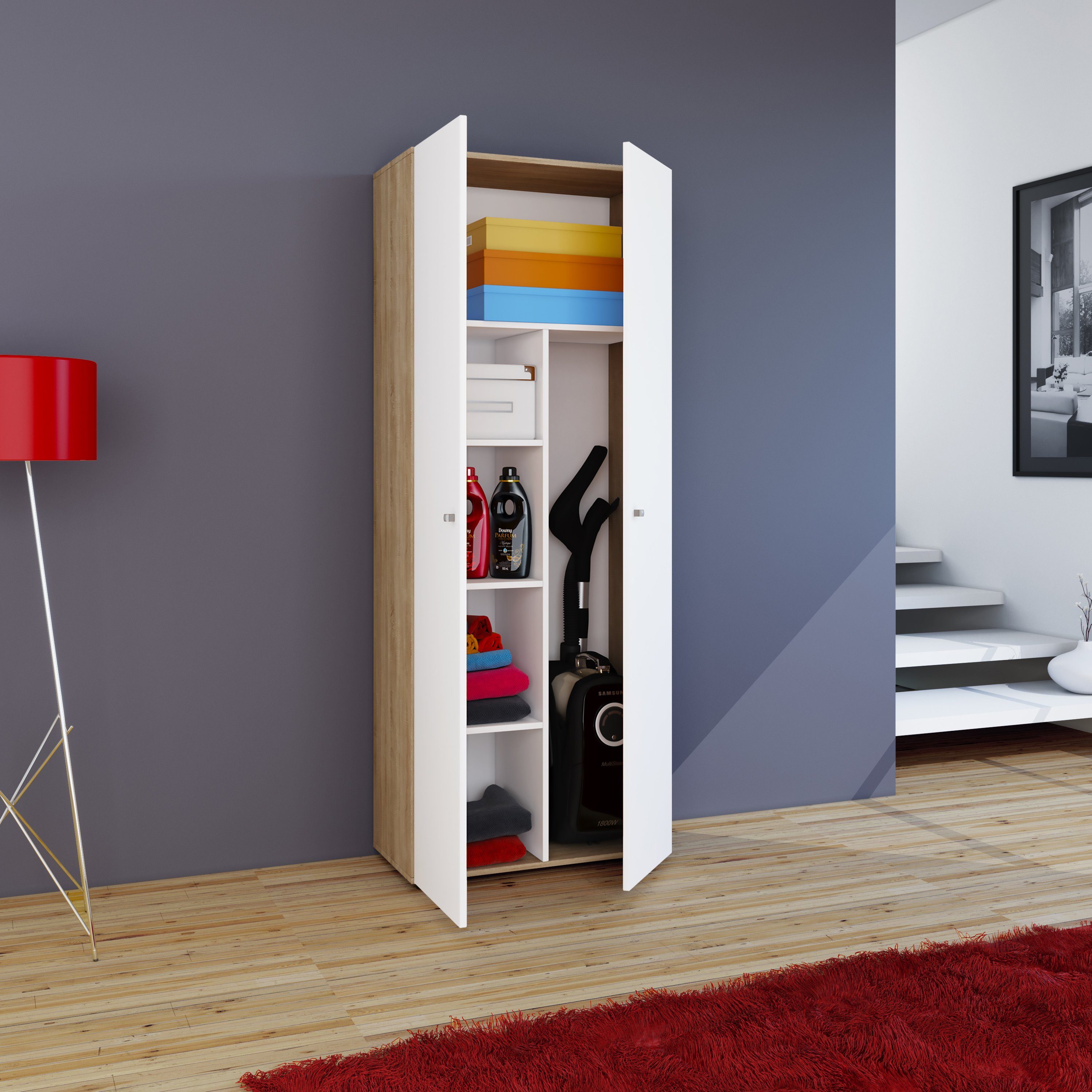 VCM Mehrzweckschrank Haushaltsschrank Vandol B. 70 x H. 178 x T. 40 cm Besenschrank, 6 Fächer