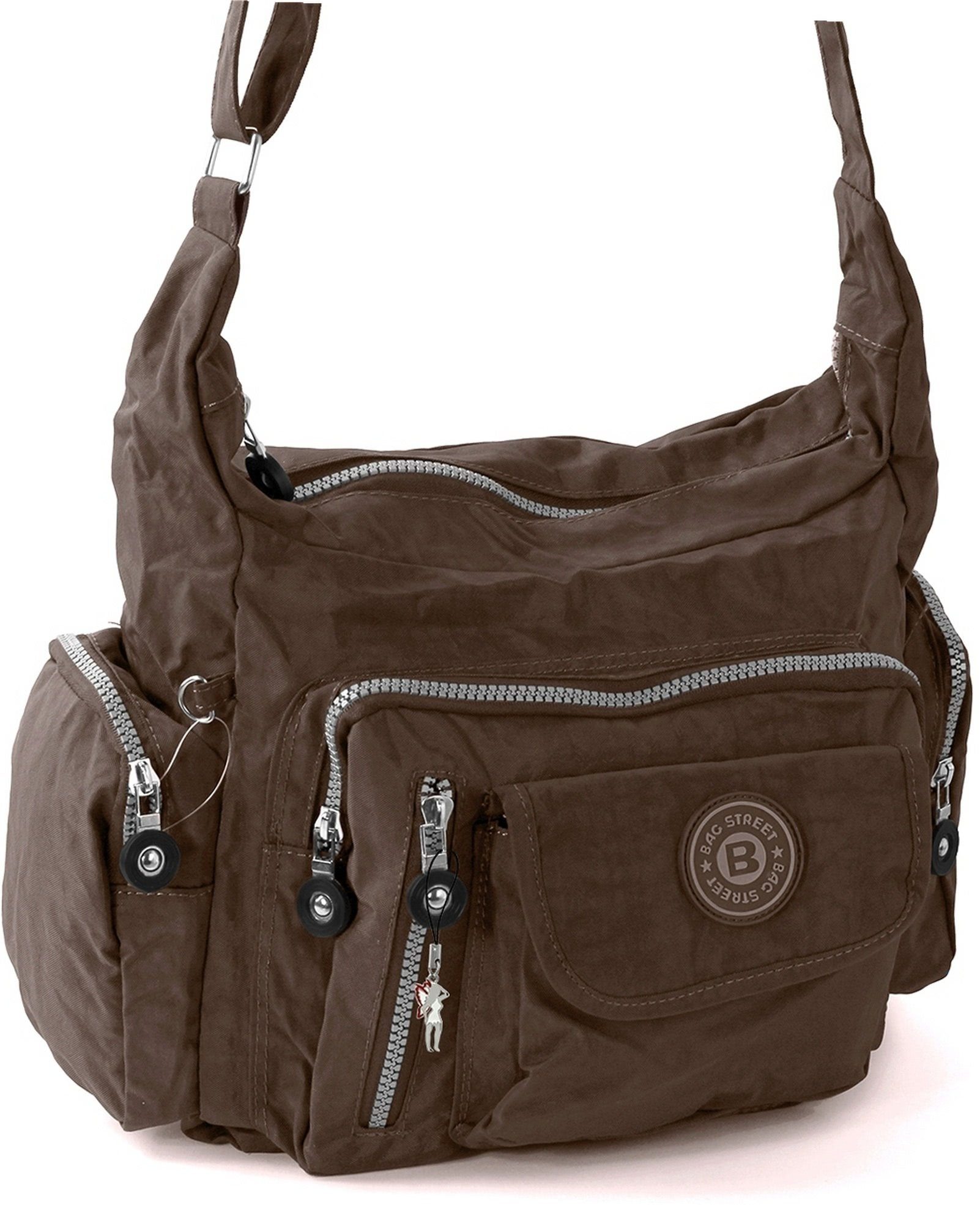 BAG STREET Schultertasche Bag Jugend Nylon Schultertasche), (Schultertasche, Damen, Damenhandtasche Tasche Street braun strapazierfähiges Textilnylon Tasche