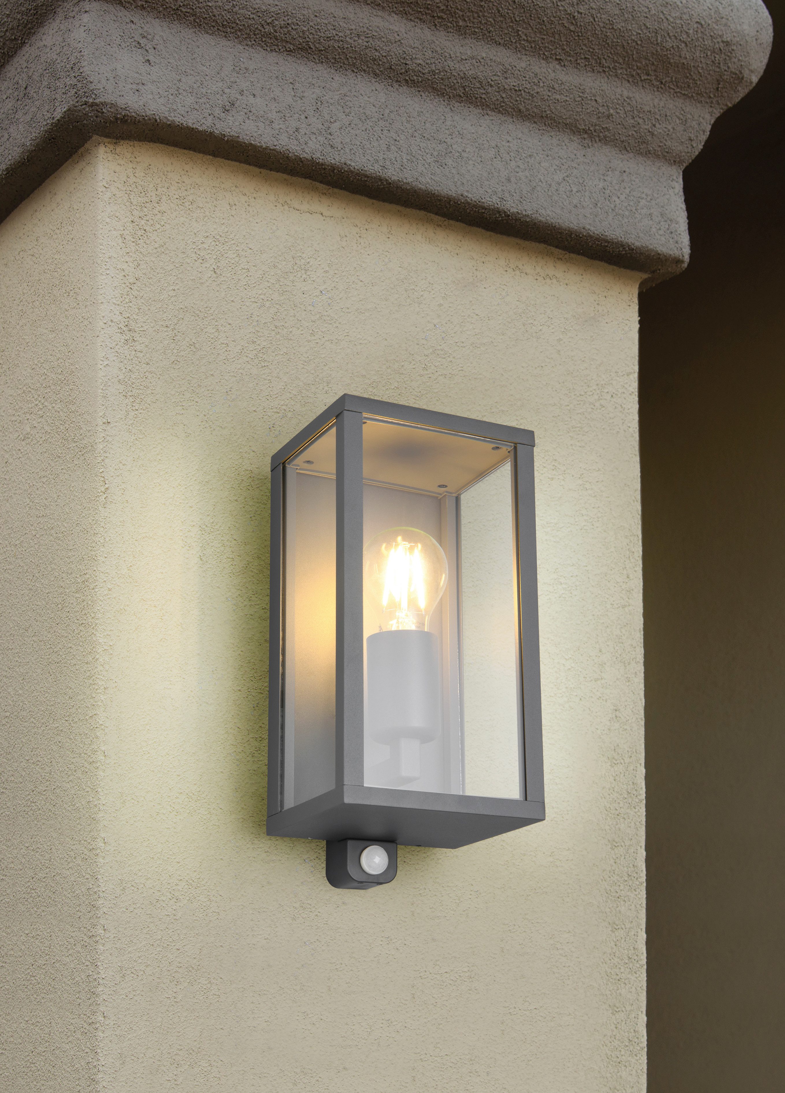 TRIO Leuchten Außen-Wandleuchte GARONNE, Outdoor Wandlampe exkl 1x E27 max 60W, Hauswand-Leuchte, Bewegungsmelder, Leuchtdauer einstellbar, Leuchtmittel wechselbar, warmweiß - kaltweiß, Garten Wandleuchte IP44 mit Bewegungsmelder, Leuchtdauer einstellbar