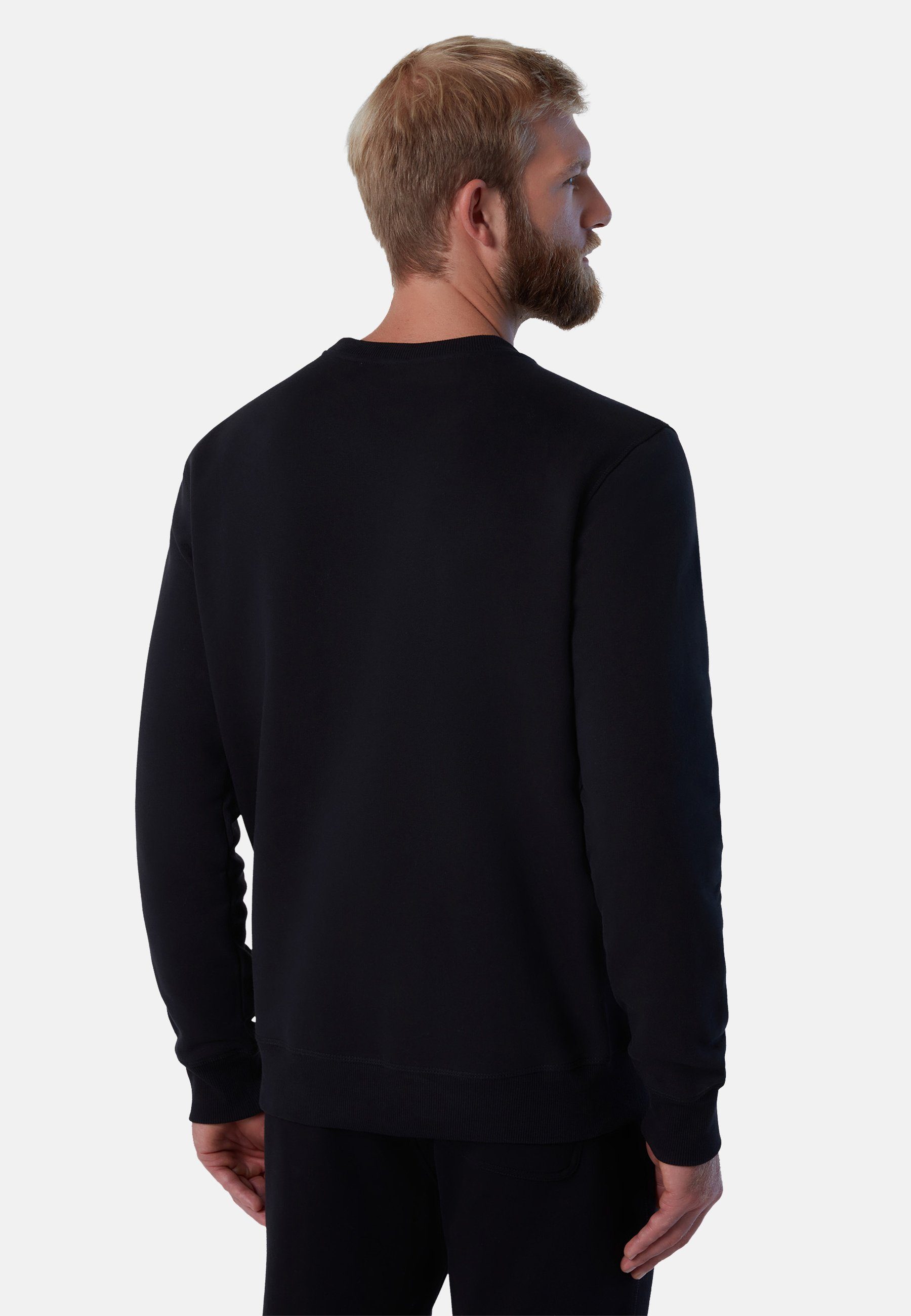 North Sails Fleecepullover Sweatshirt mit Logo-Aufnäher BLACK MILKY