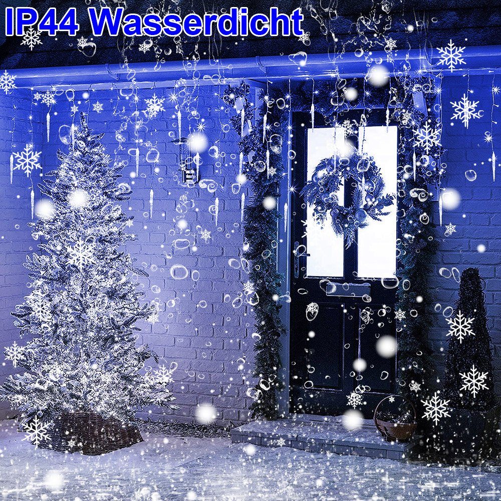 Lichterkette wasserdicht,Weihnachtliche,für Modi, 8 Eiszapfen Blau Lichter,LED-Lichtervorhang, Geburstag LED-Lichterkette,3.5M,LED Laybasic Weihnachten,Party,