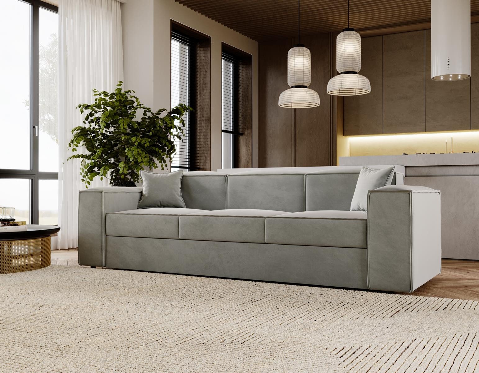 Compleo Schlafsofa modern 252 cm breit, ideal für das Wohnzimmer SANTO, mit Schlaffunktion