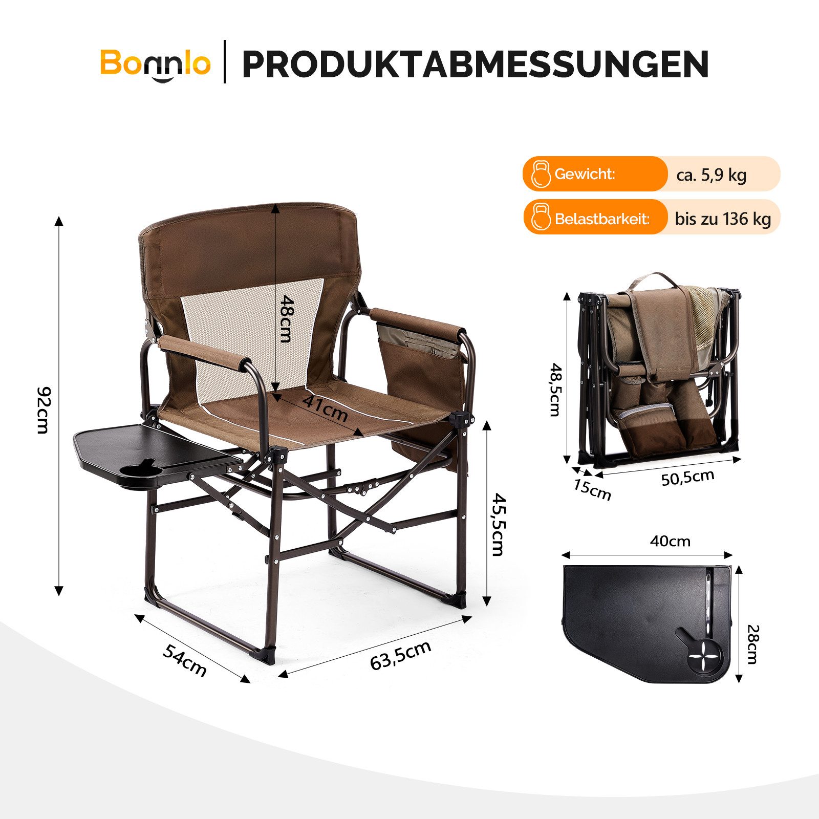 VINGLI Campingstuhl faltbar – Strandstuhl, Klappstuhl leicht mit Getränkeha günstig online kaufen