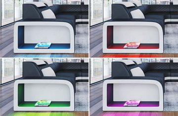 Sofa Dreams Ecksofa Leder Couch Sofa Foggia L Form Ledersofa, mit LED, verstellbare Kopfstützen, Designersofa