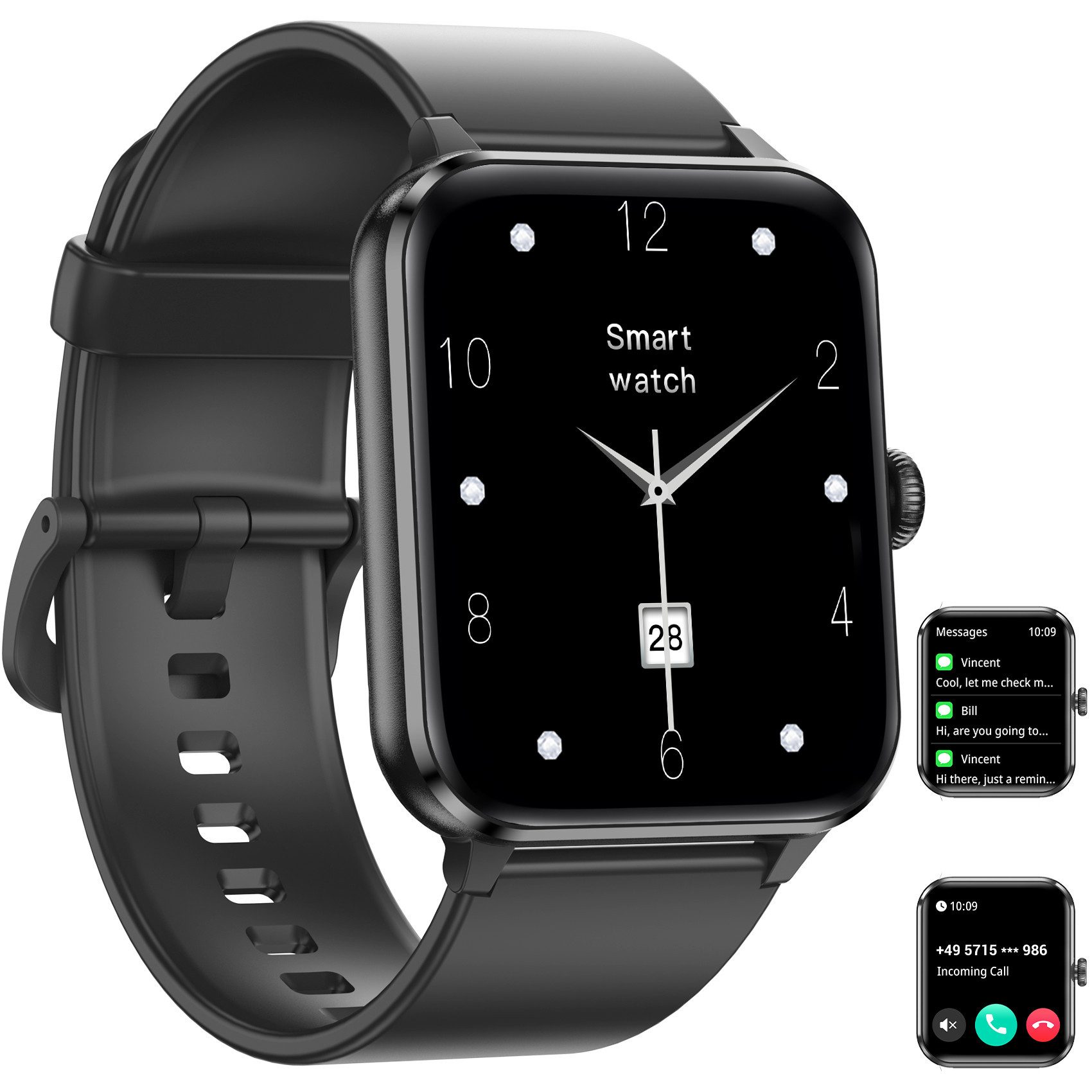 blackview Smartwatch Damen Herren,100+ Sportmodi, Metallarmband, 25 Tage Standby Smartwatch (1.85 Zoll, iOS&Android&HarmonyOS), 1-tlg., 2 Uhrenarmbänder (Metallarmband + Silikonarmband) und Ladekabel, 350mAh,KI-Sprachassistent,350+ Zifferblätter,Schlaf,Schrittzähler,IP68