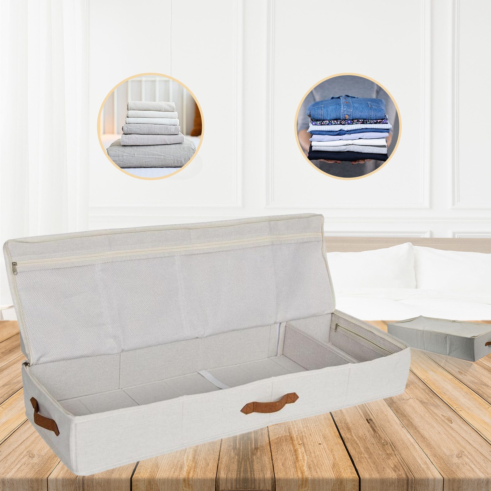 hausleben Organizer Große Unterbett-Aufbewahrungsbox, faltbar mit Griffen, günstig online kaufen