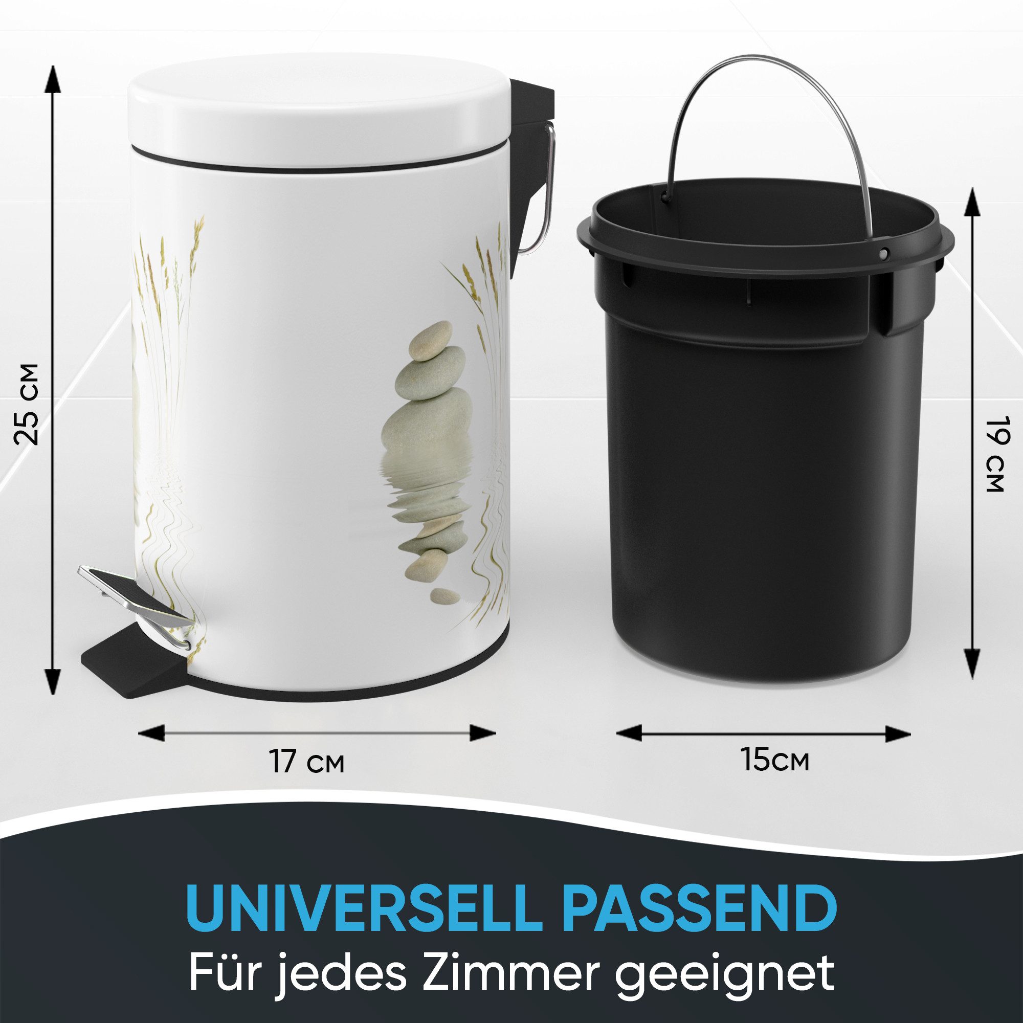 Sanilo Kosmetikeimer mit Motiv, viele schöne Bad Mülleimer zur Auswahl, 3 Liter, Abfalleimer mit Absenkautomatik & Innenbehälter