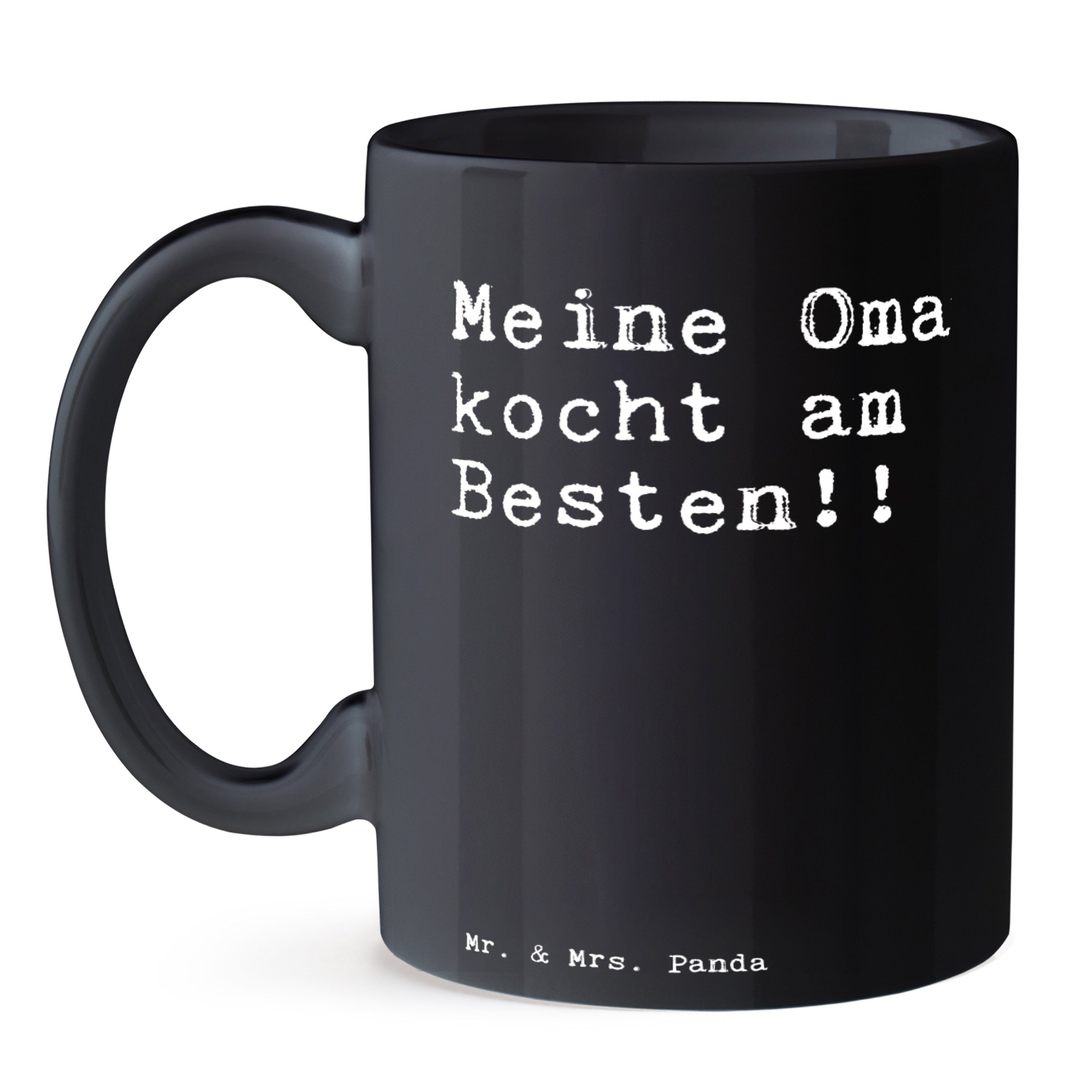 Keramik Meine Tasse am... kocht Enkelkinder, & Schwarz - Mrs. - Schwarz Mr. Oma Frühstück, S, Panda Geschenk,