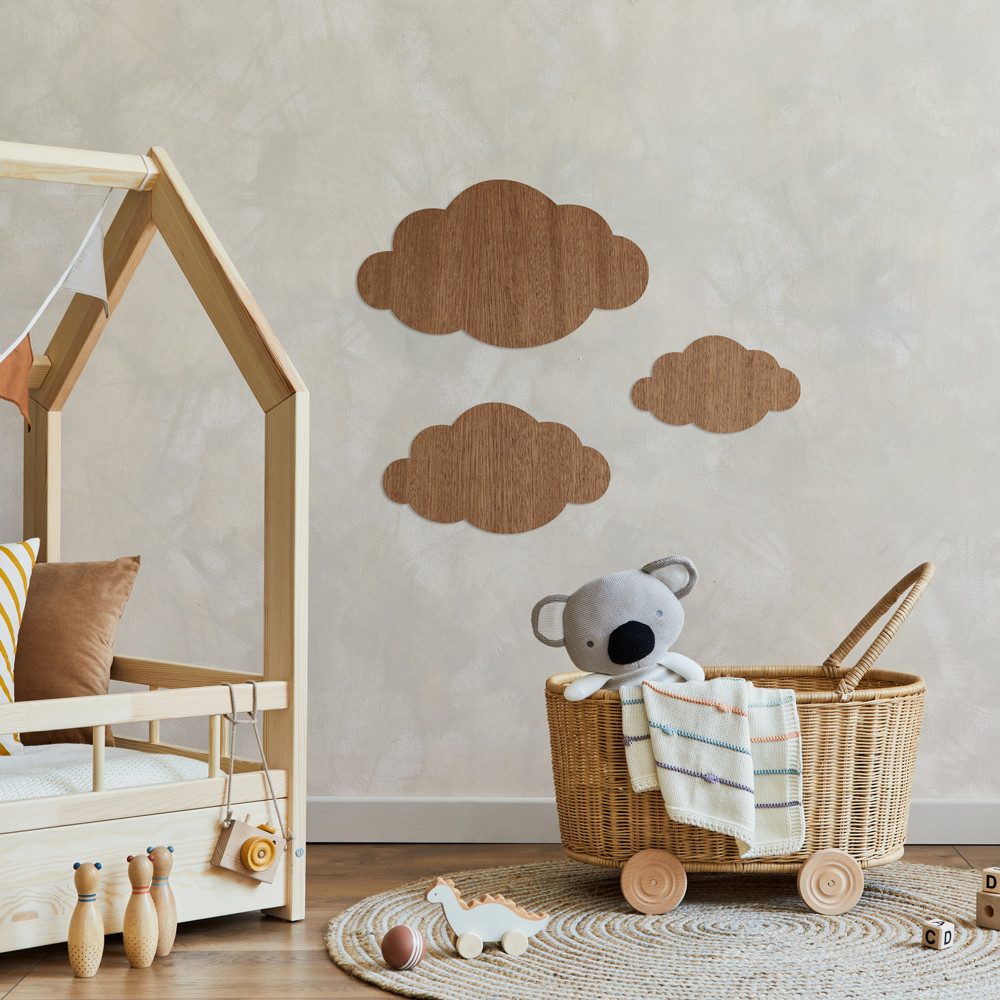 WANDStyle Wanddekoobjekt "Wolken" aus Holz, Mahagoni-Furnier