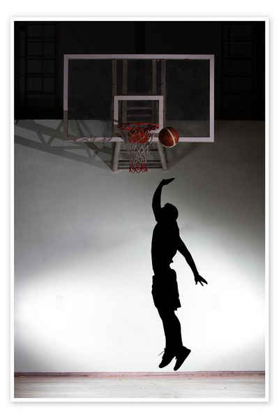 Posterlounge Poster Editors Choice, Silhouette eines Basketballers, Fitnessraum Fotografie