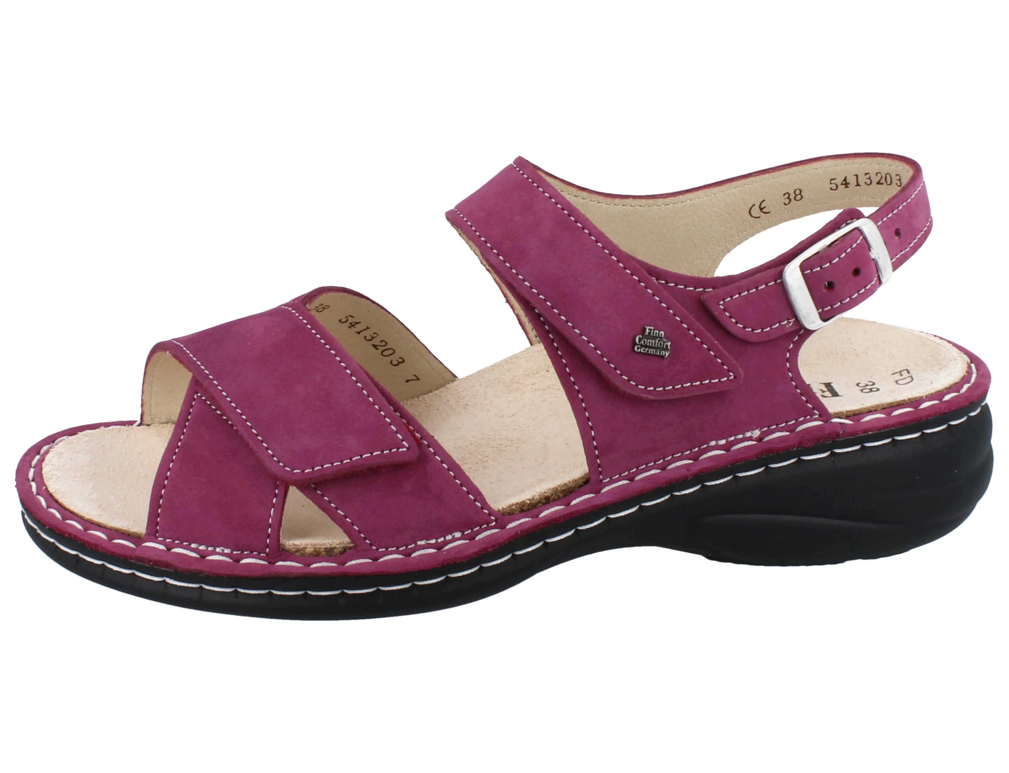 Finn Comfort FINN COMFORT Linosa Damen Sandale fuchsia Nubukleder - Größe: 38 Sandale Wechselfußbett