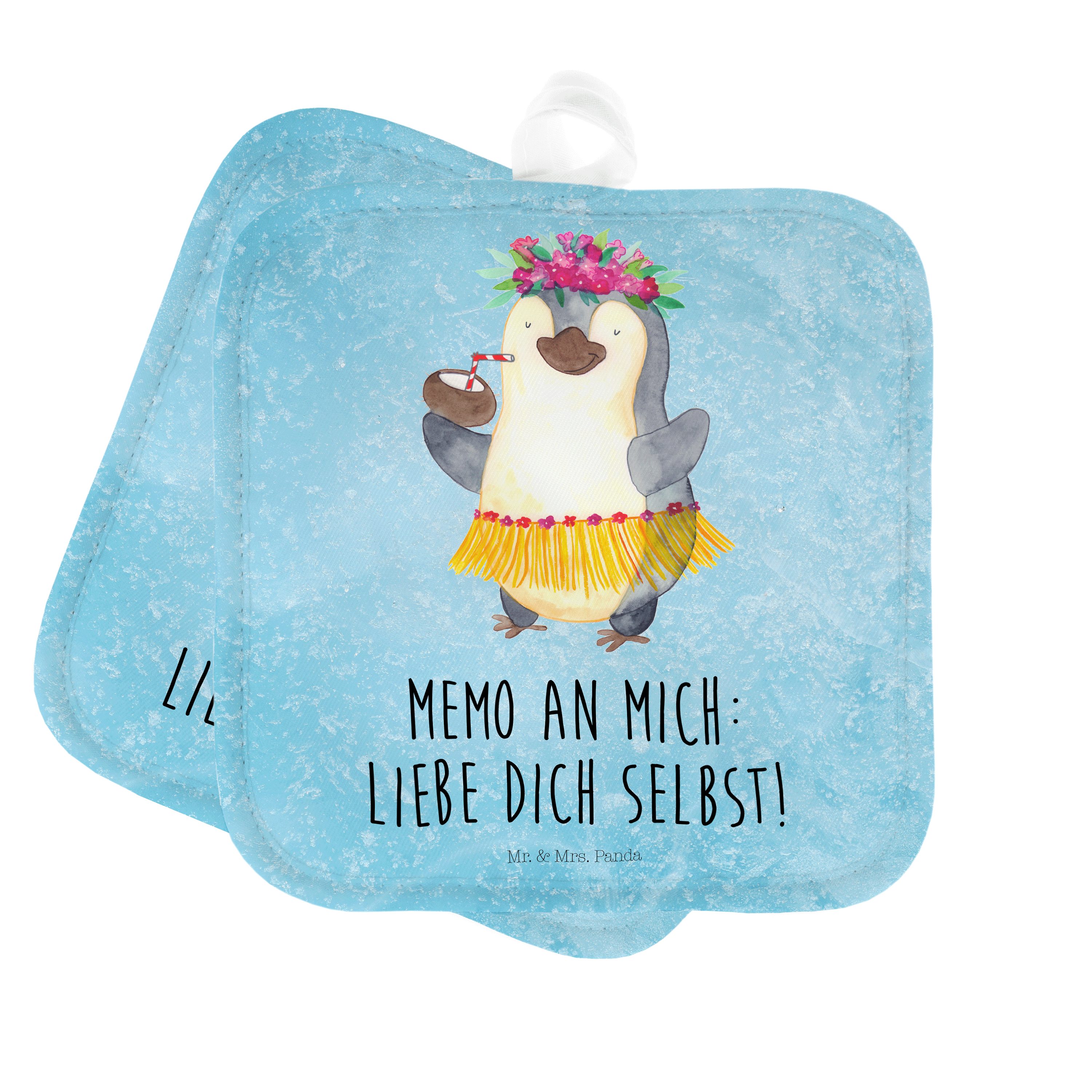 Mr. & Mrs. Panda Topflappen Pinguin Kokosnuss - Eisblau - Geschenk, Topflappen, Urlaub, Ofenhands, (1-tlg)
