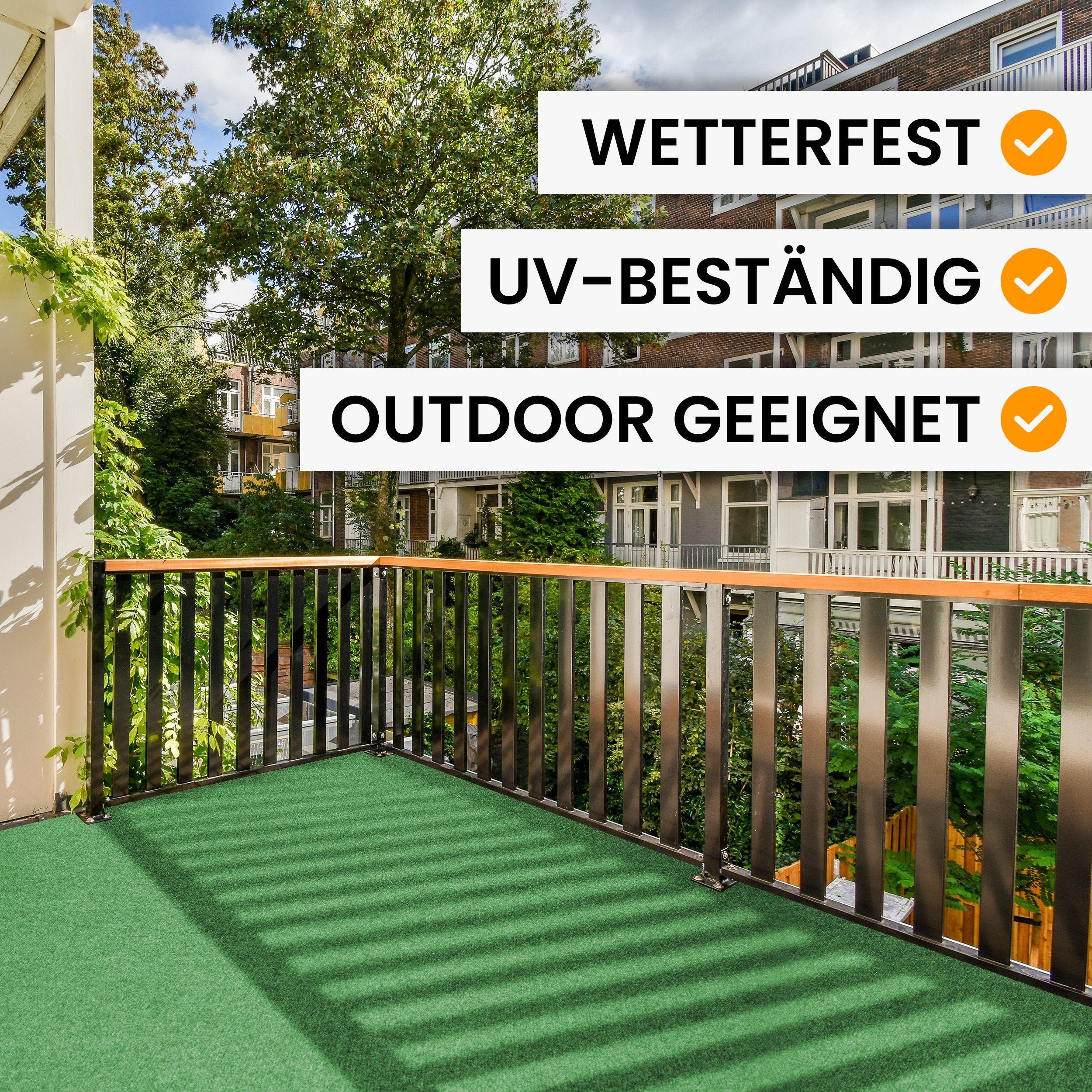 comflor Outdoorteppich Balkon Teppich, Rasenteppich o. Kunstrasen mit Noppen als Meterware, wasserfest - mit Antirutschnoppen - UV-stabil - ideal für Balkone