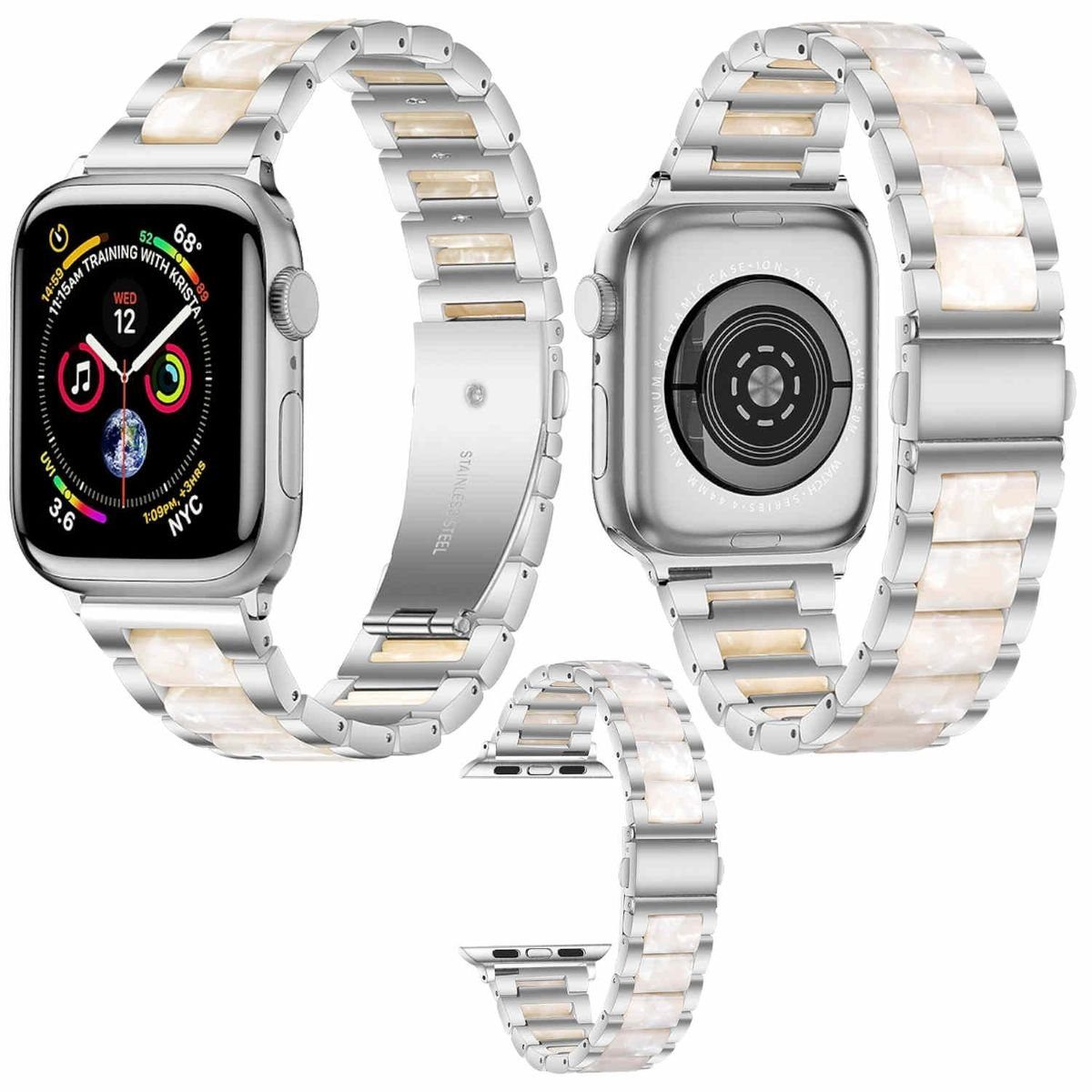 Wigento Smartwatch-Armband Für Apple Watch 9 8 7 41 / 6 SE 5 4 40 / 3 2 1 38mm Metall / Harz Band