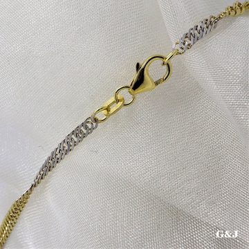 G & J Goldarmband Singapur 585 14K Gelbweißgold (Bicolor) 2,40mm 19cm edle Armkette (inkl. Schmucketui), Made in Germany