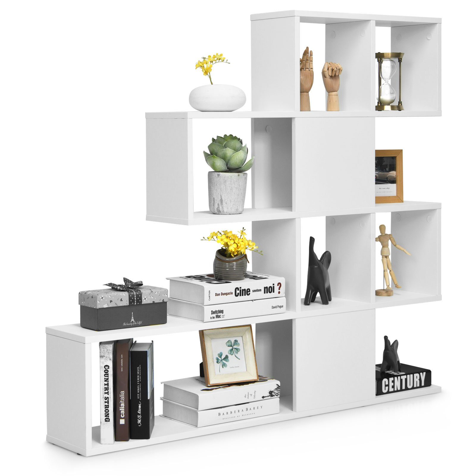 COSTWAY Bücherregal, 5-stöckiges Raumteiler Regal, freistehendes Standregal Weiß | Bücherschränke