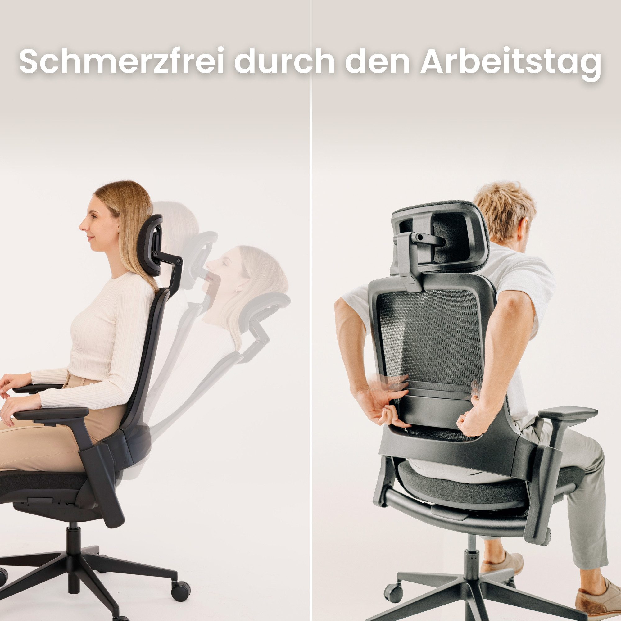 Ergotopia Bürostuhl ergonomischer Schreibtischstuhl NextBack, Drehstuhl mit 3D Armlehnen & verstellbarer Kopfstütze – Bild 5 von 5