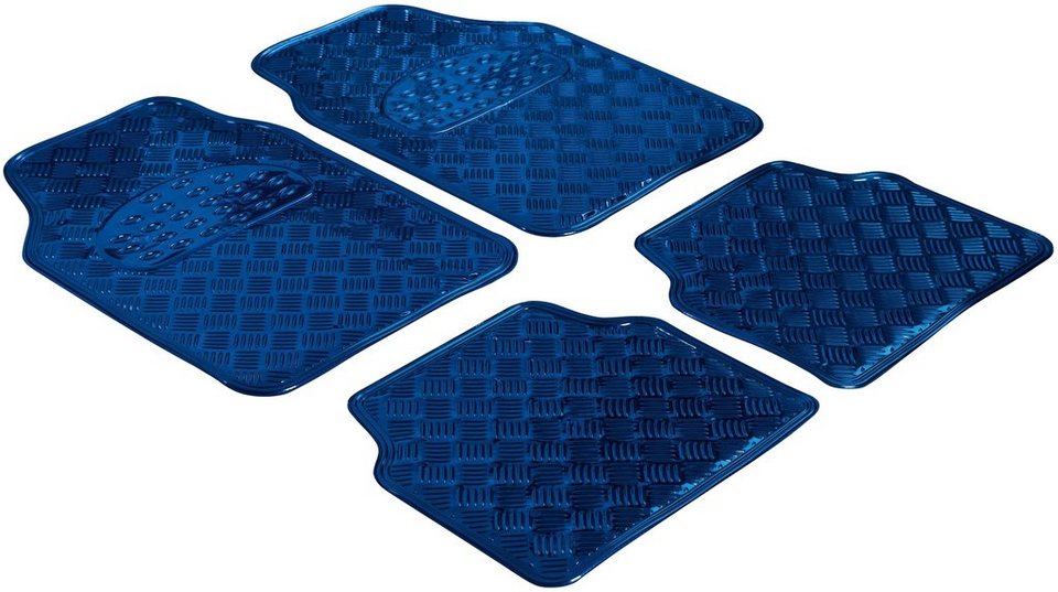 WALSER Universal-Fußmatten Metallic (4 St), Kombi/PKW, 2 Vordermatten und 2  Rückmatten