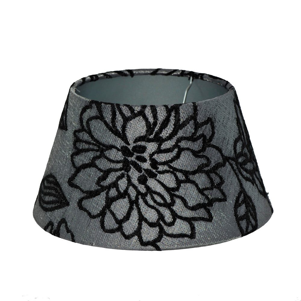 Dirk Davids Leuchten GmbH Лампыschirm Лампыschirm in Rund Leinen Vera Silber Schwarz TL 30-20-17, Florales Design
